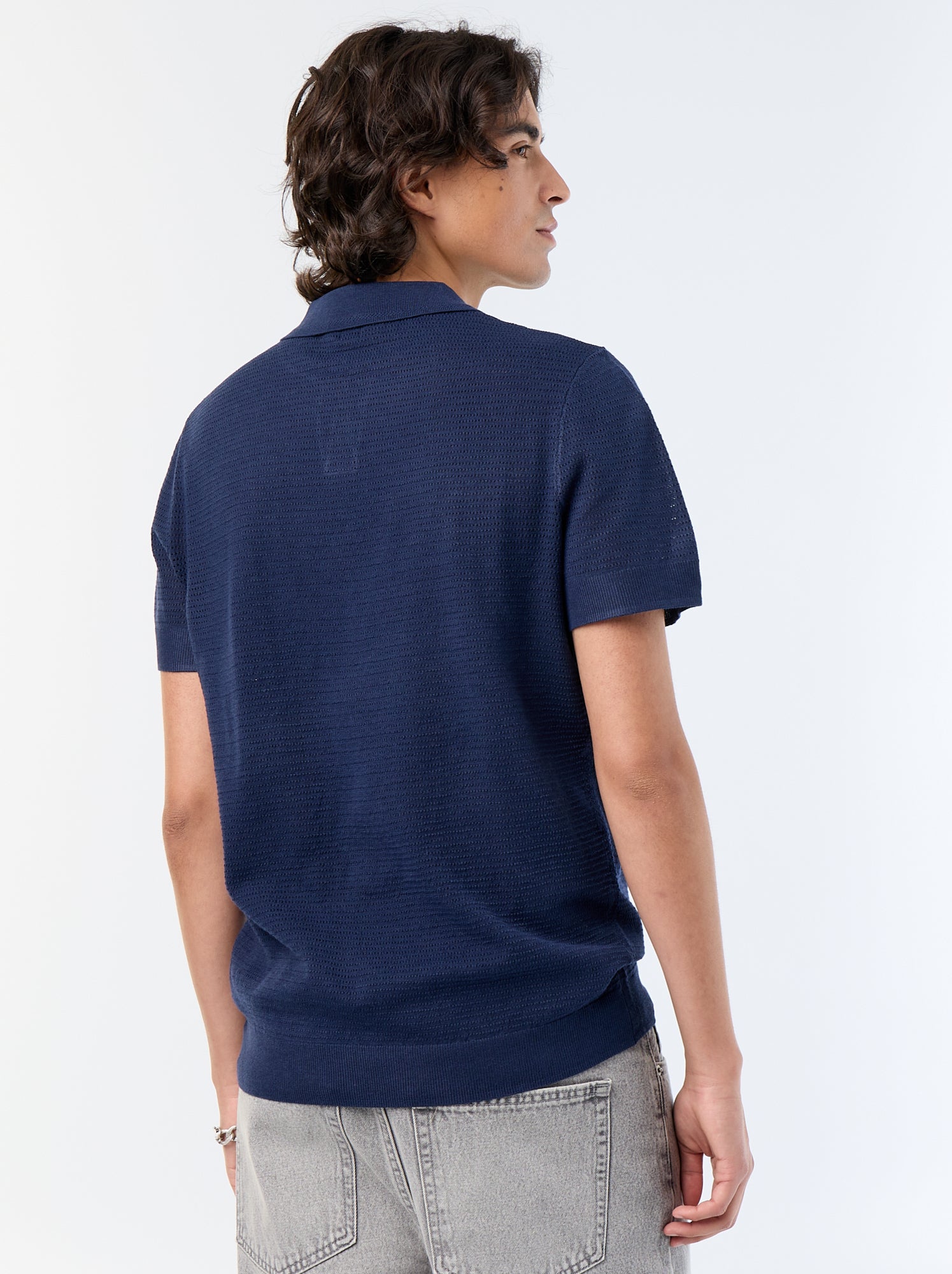 Polo en coton uni à manches courtes pour homme - Noir