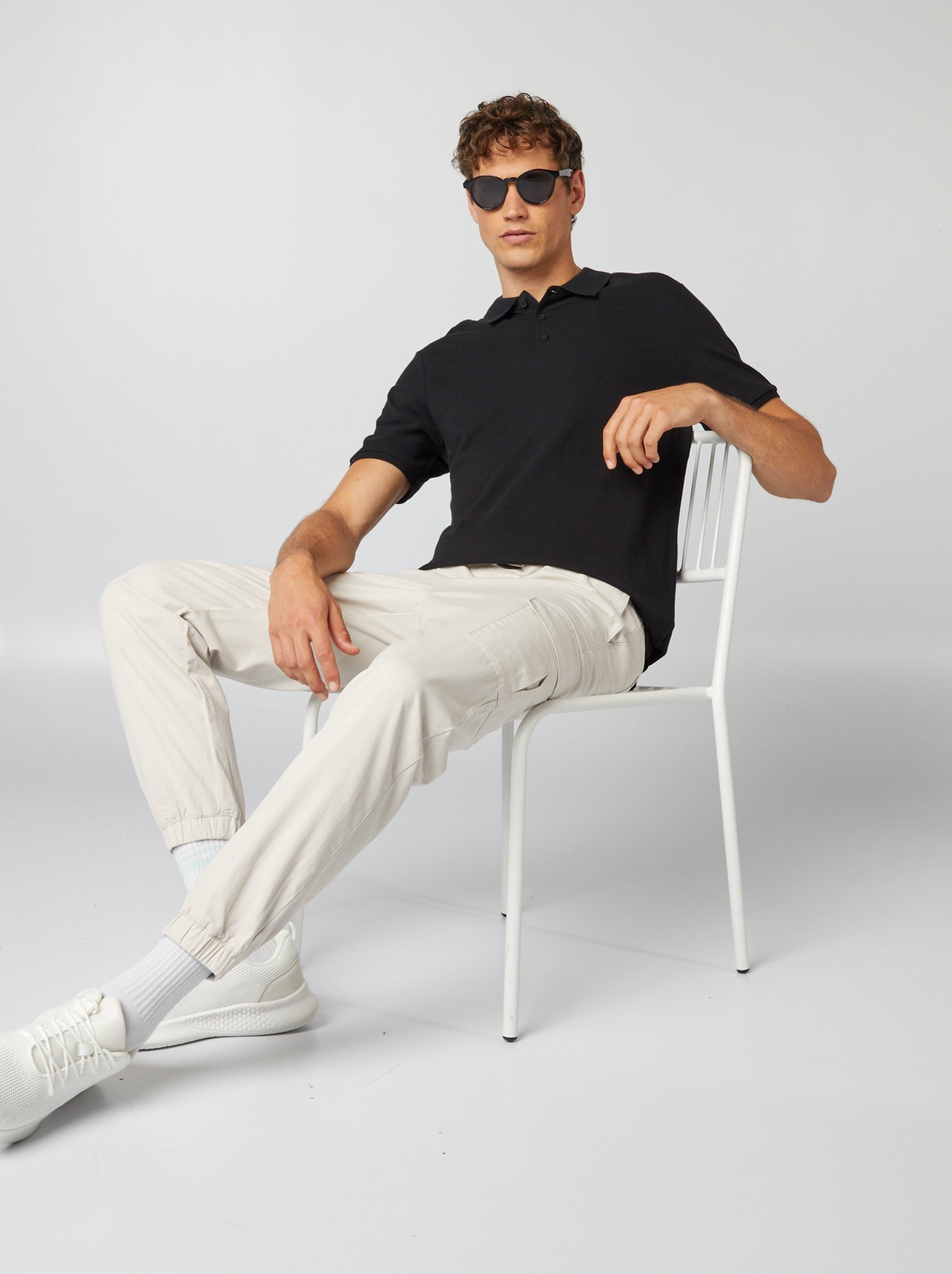 Polo en piqué de coton - Noir