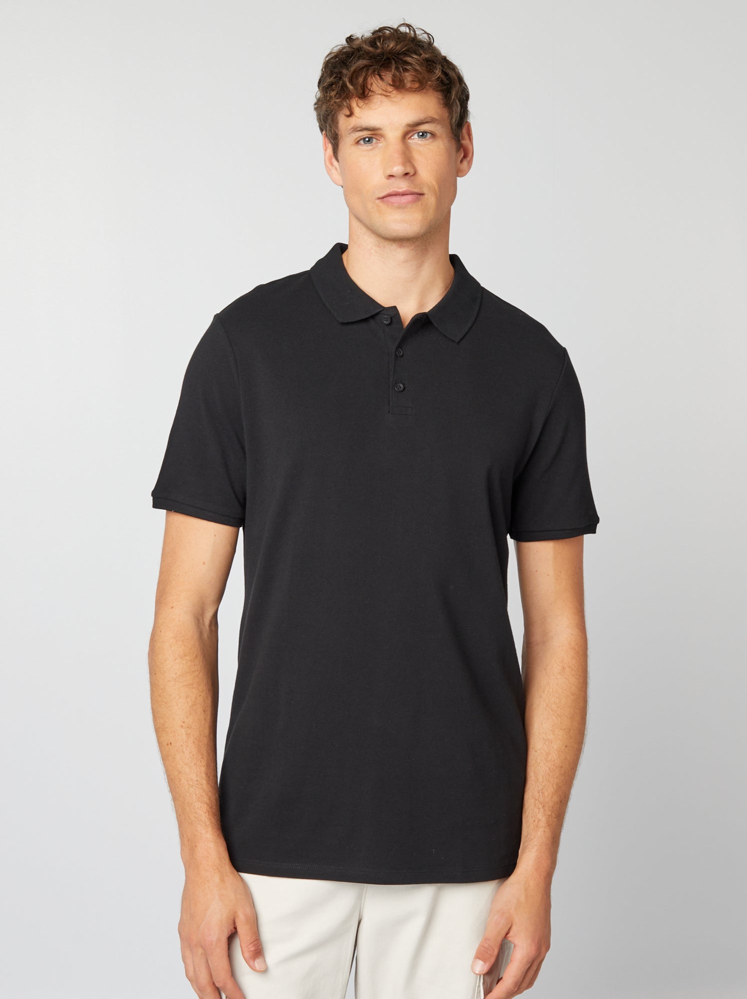 Polo en piqué de coton - Noir