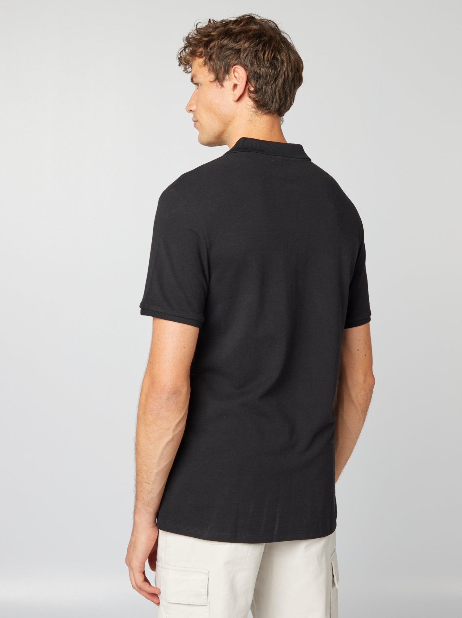 Polo en piqué de coton - Noir