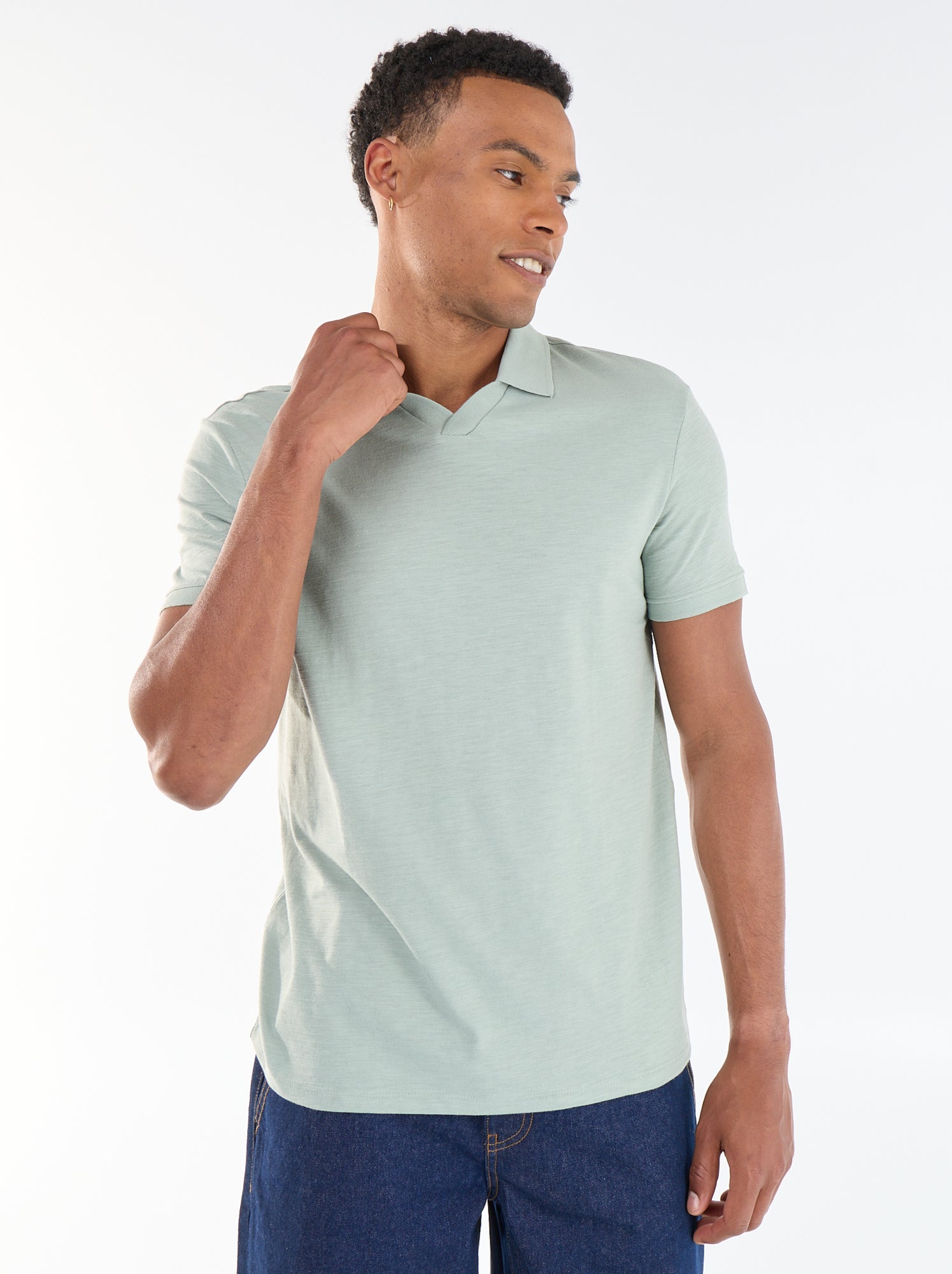 Polo uni à manches courtes pour homme - Vert (FVY18_8)