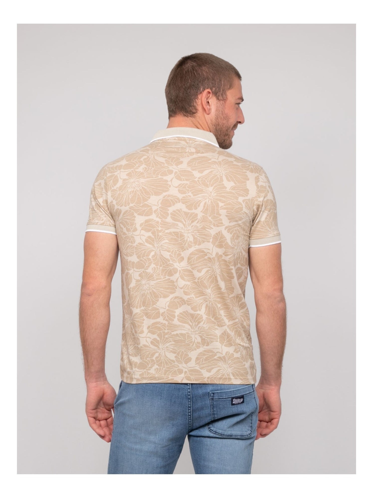 Polo manches courtes coton motifs PAILLOTE - Beige
