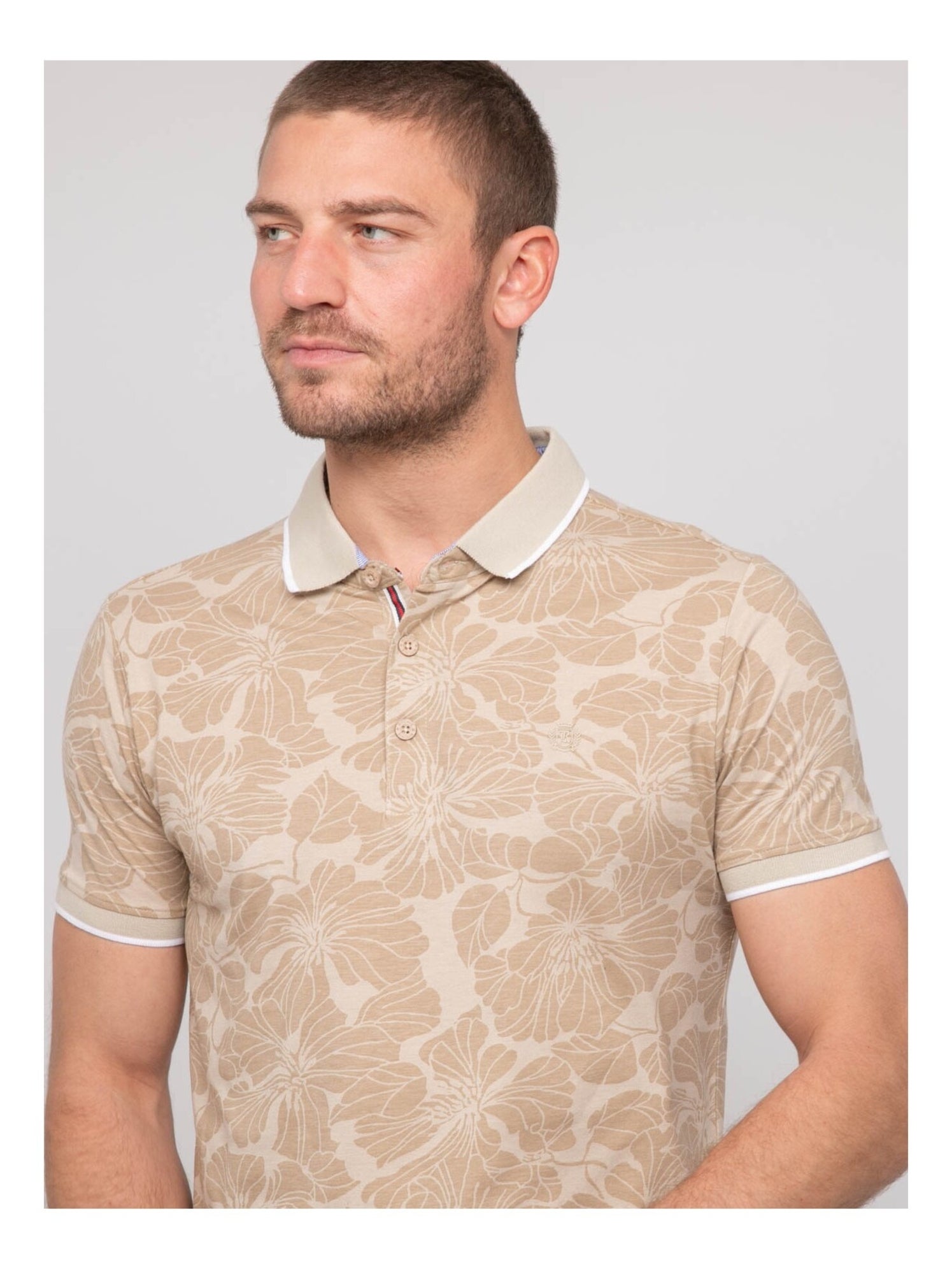 Polo manches courtes coton motifs PAILLOTE - Beige