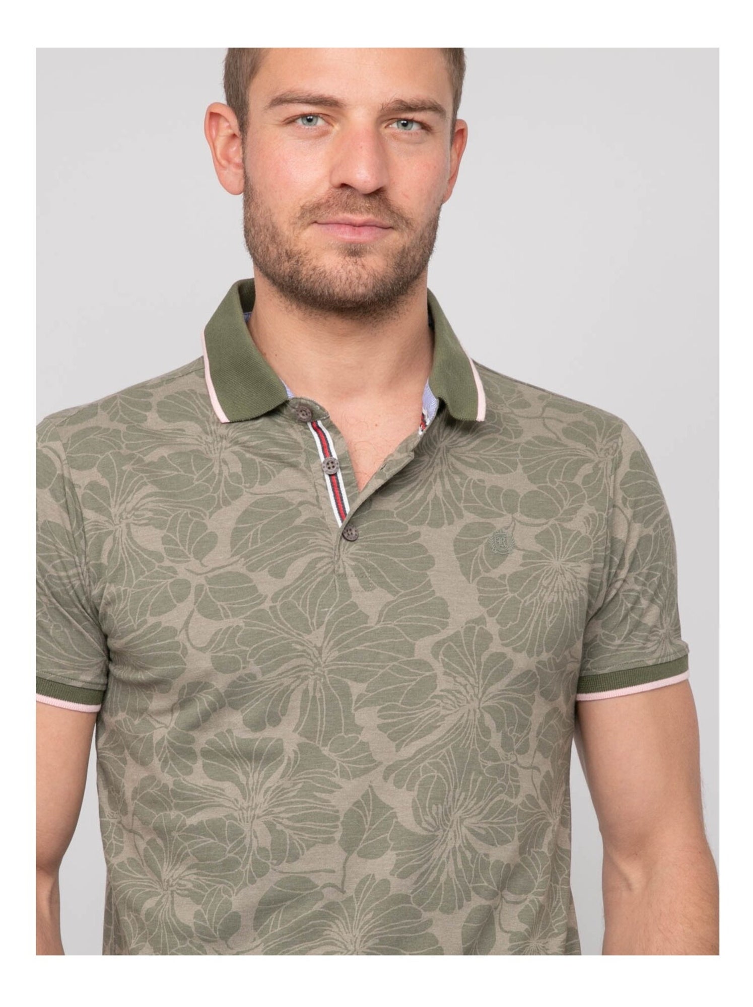 Polo manches courtes coton motifs PAILLOTE - Kaki