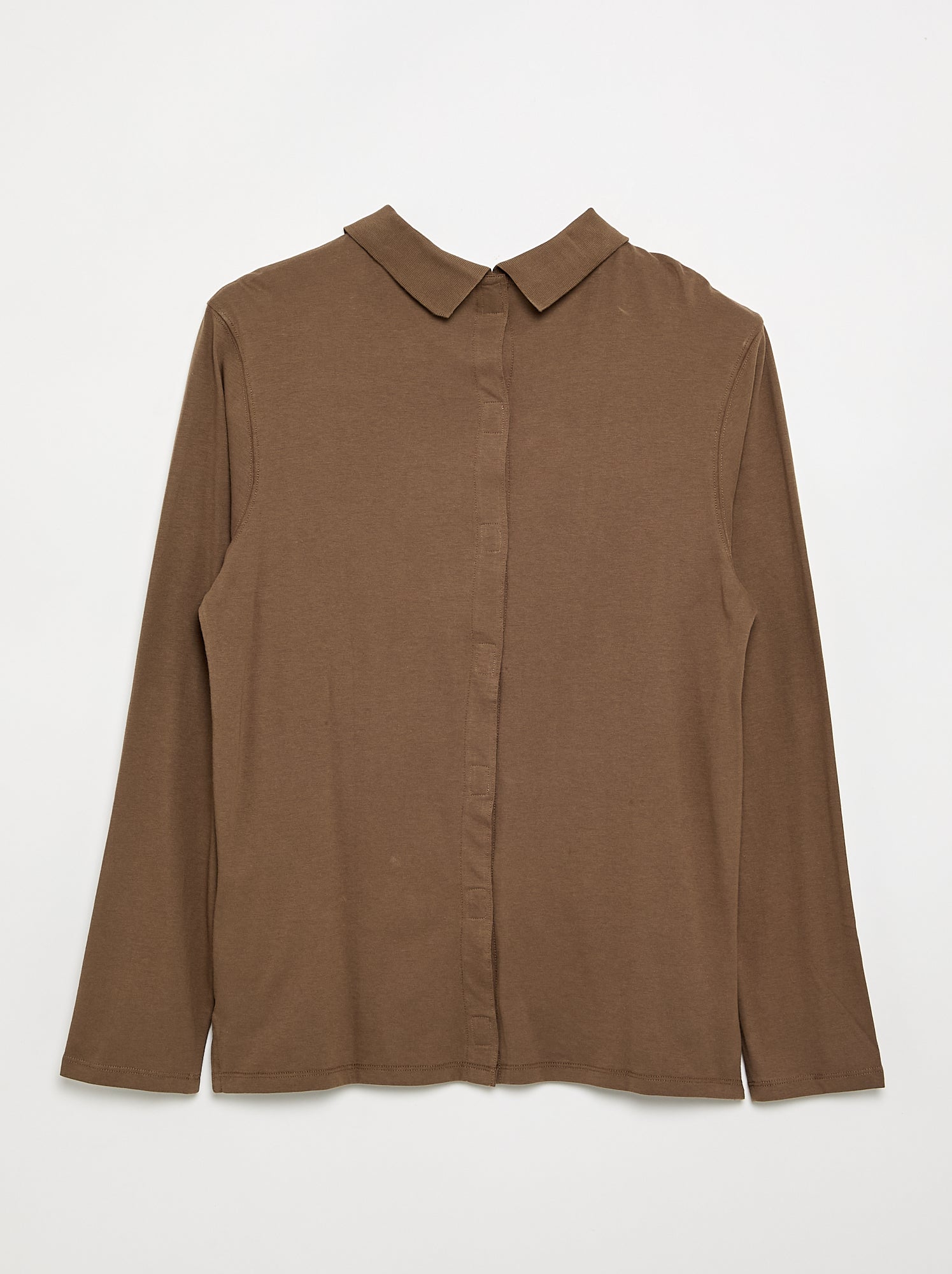 Polo manches longues - collection facile à enfiler - Marron
