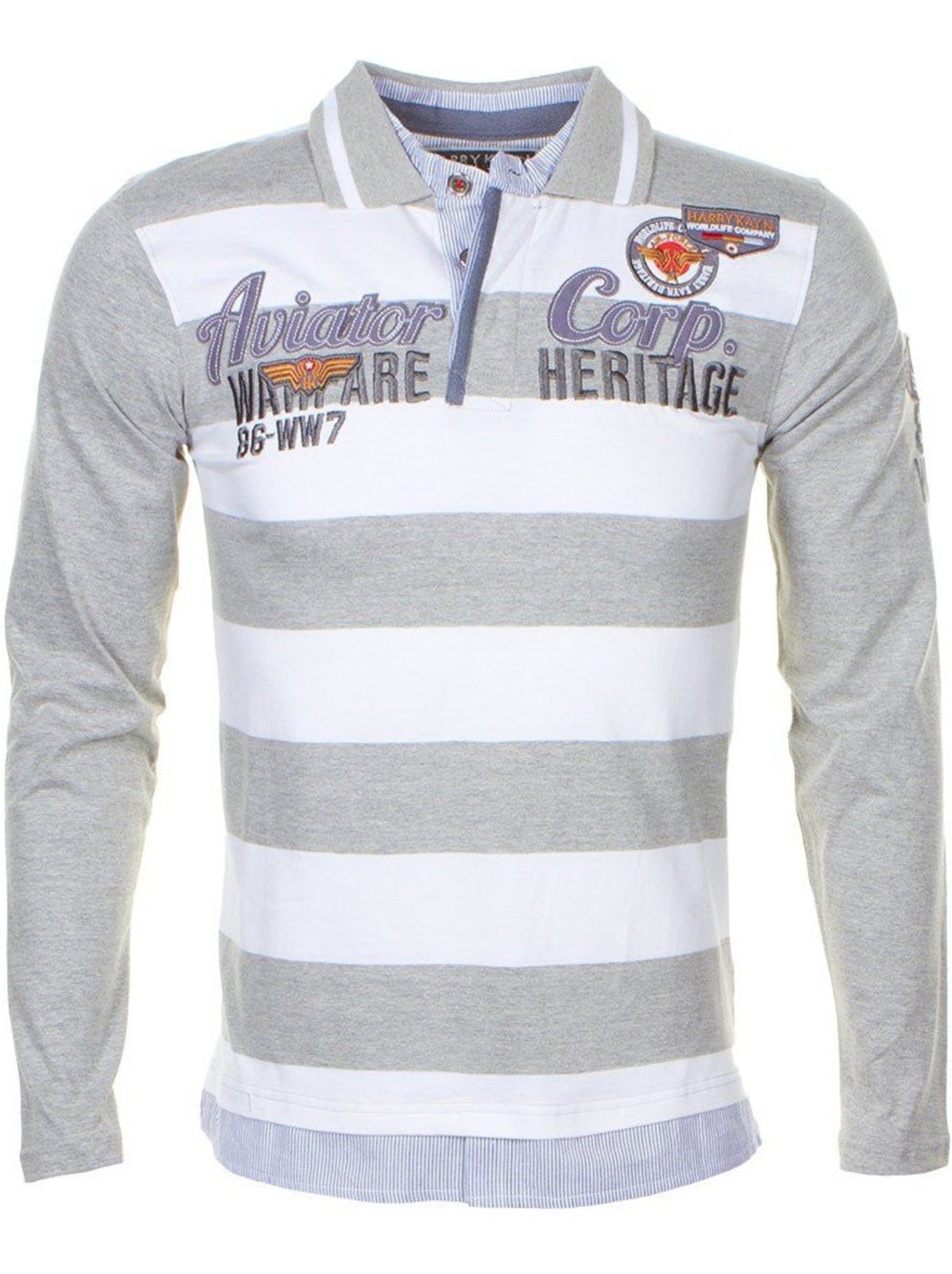 Polo manches longues garçon ECHAGOR - HARRY KAYN - Gris Blanc