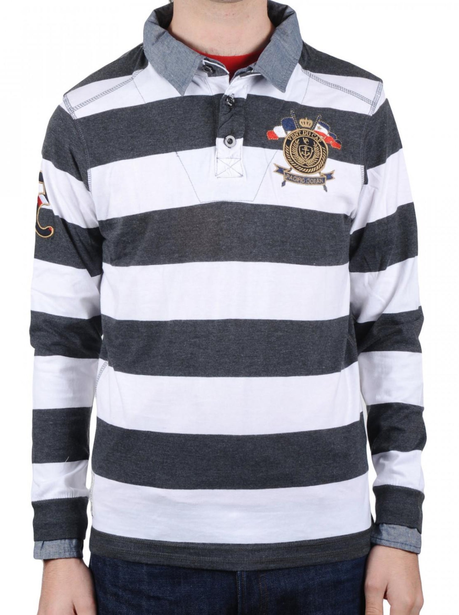 Polo manches longues garçon ECRASTY - VENT DU CAP - Gris
