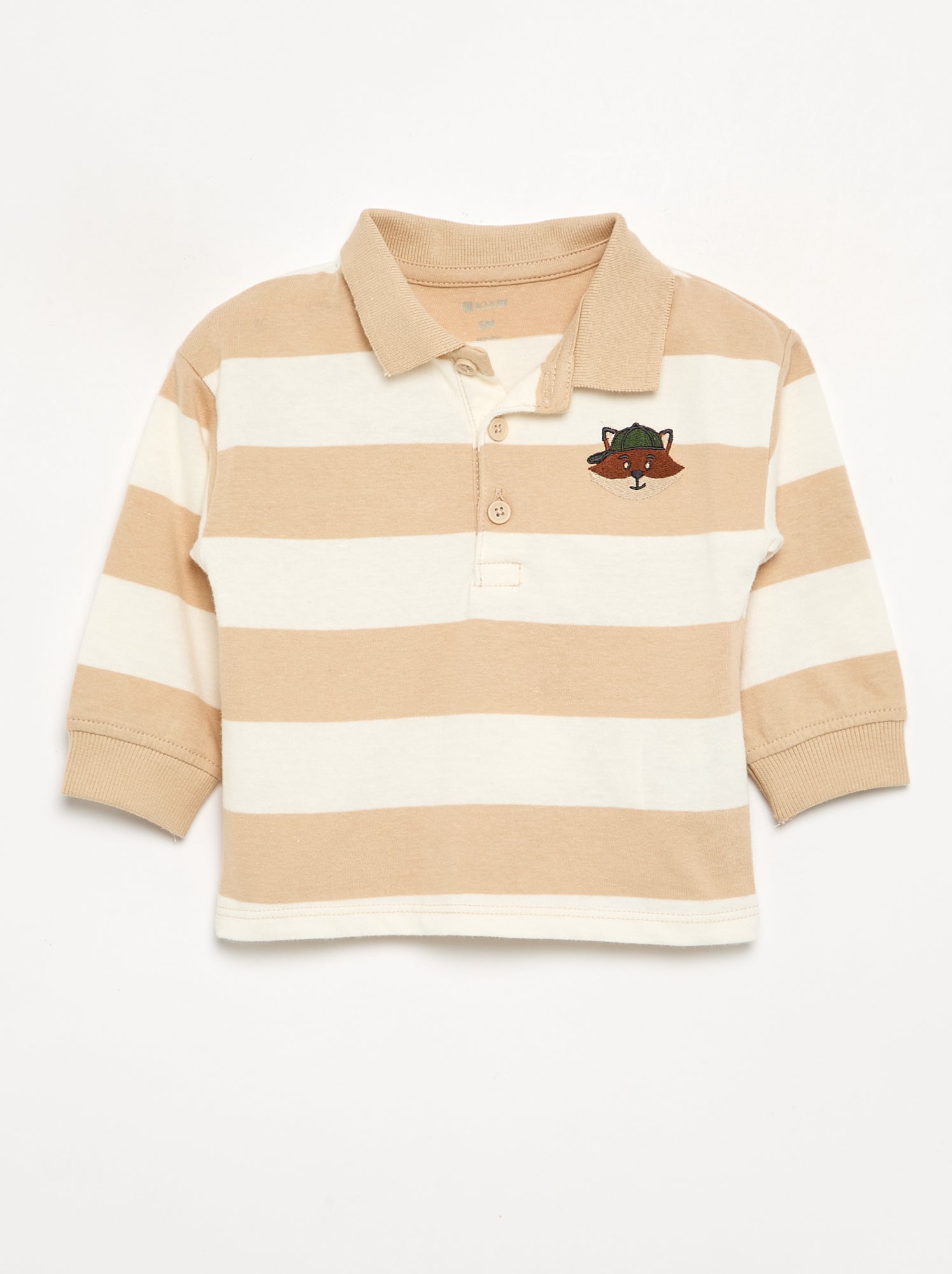 Polo rayé en jersey de coton - Beige