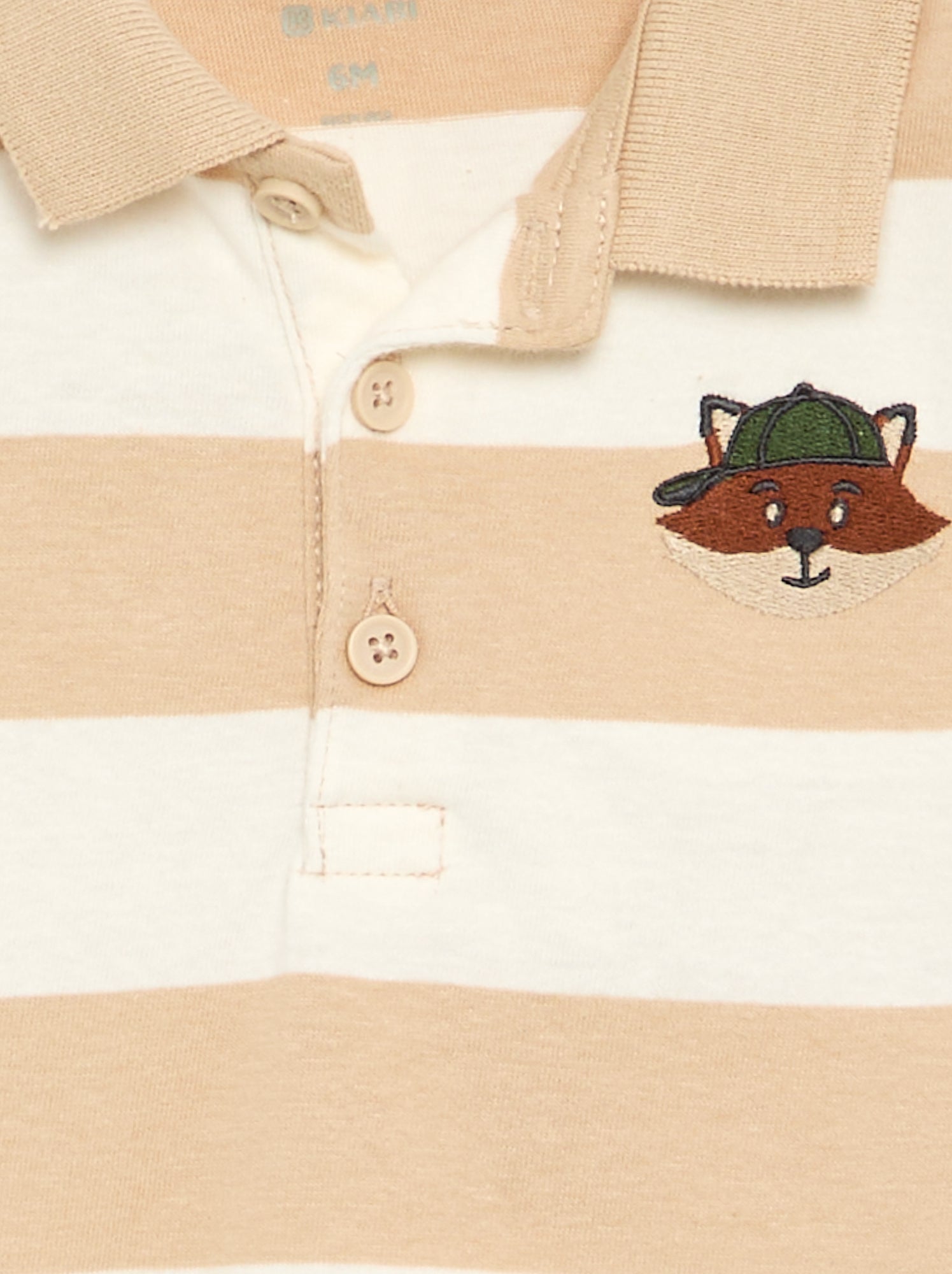 Polo rayé en jersey de coton - Beige