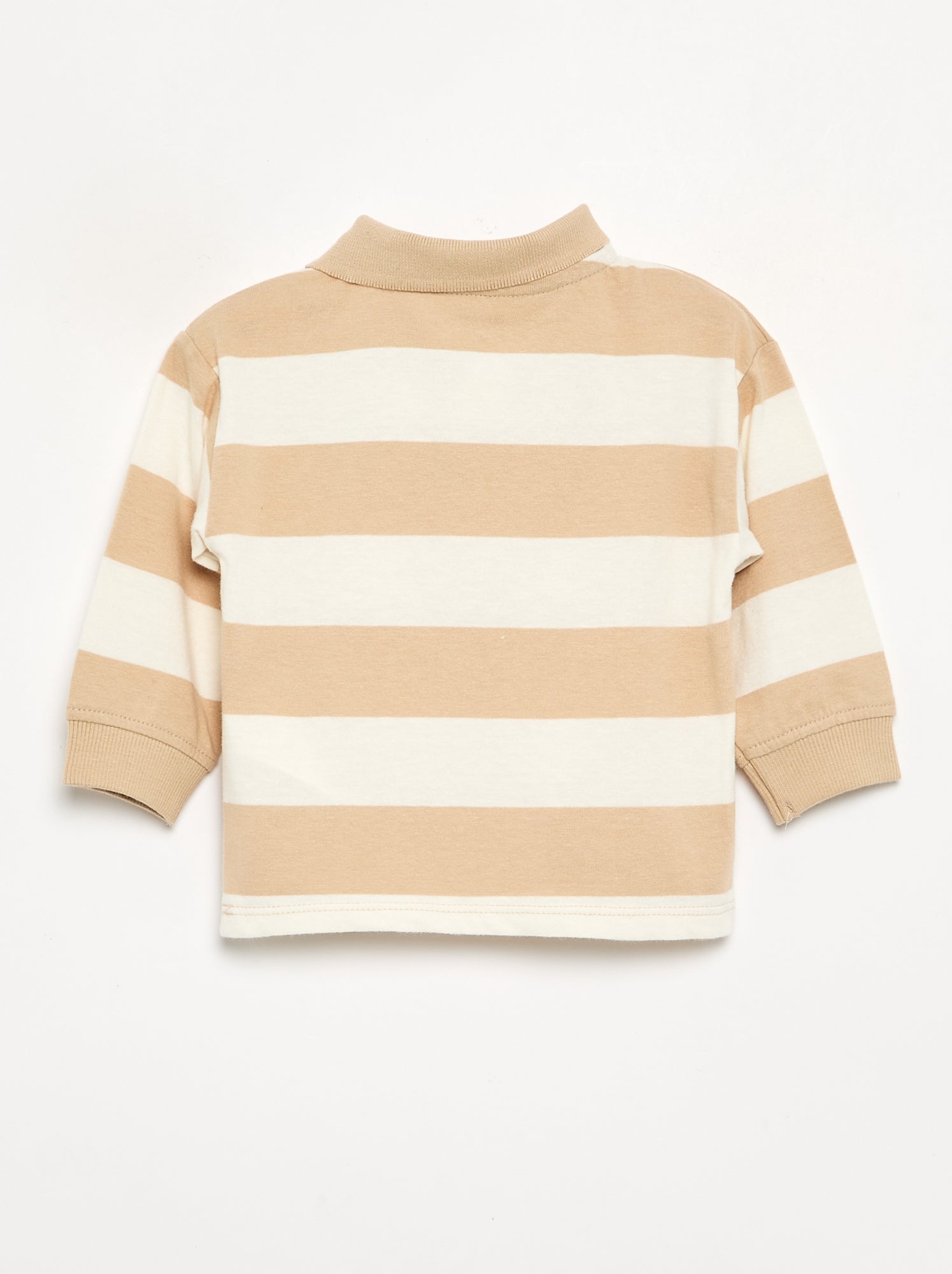 Polo rayé en jersey de coton - Beige