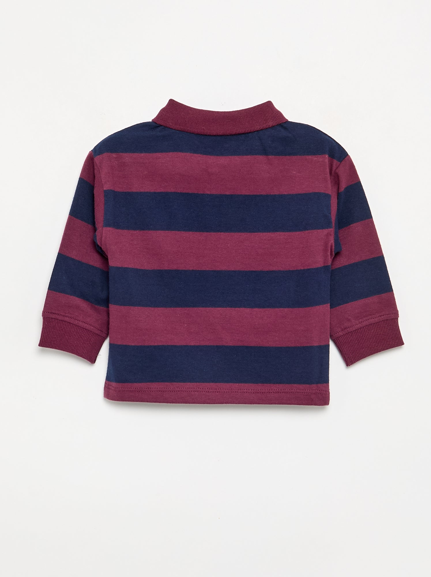 Polo rayé en jersey de coton - Rouge