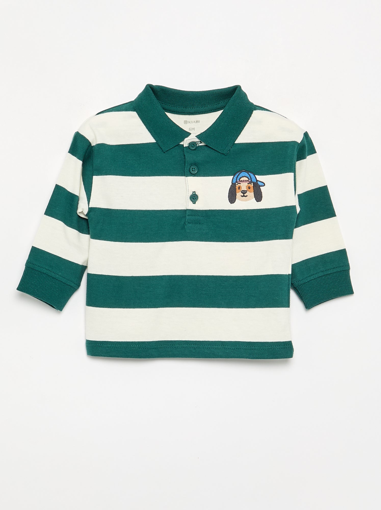 Polo rayé en jersey de coton - Vert