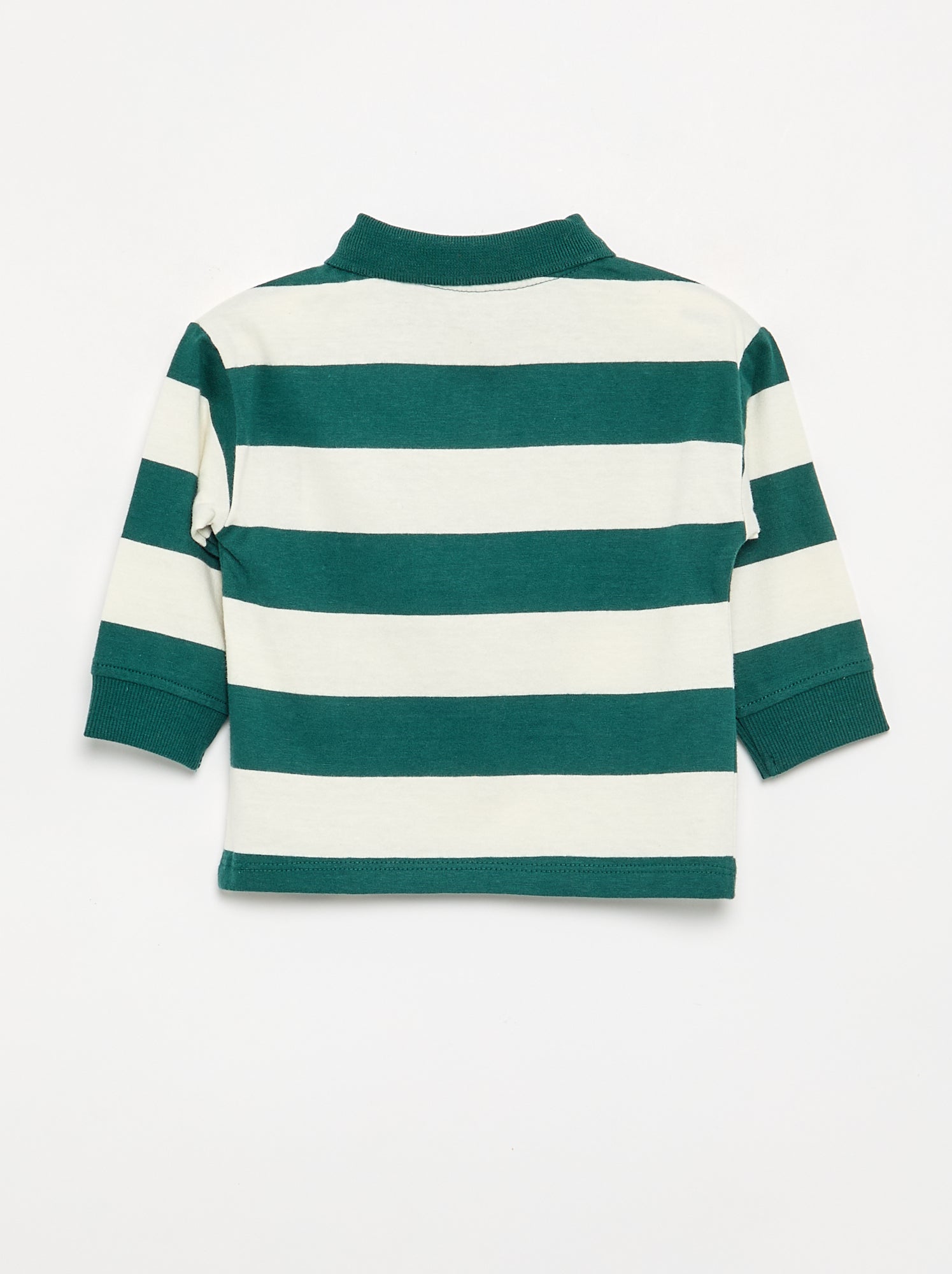 Polo rayé en jersey de coton - Vert