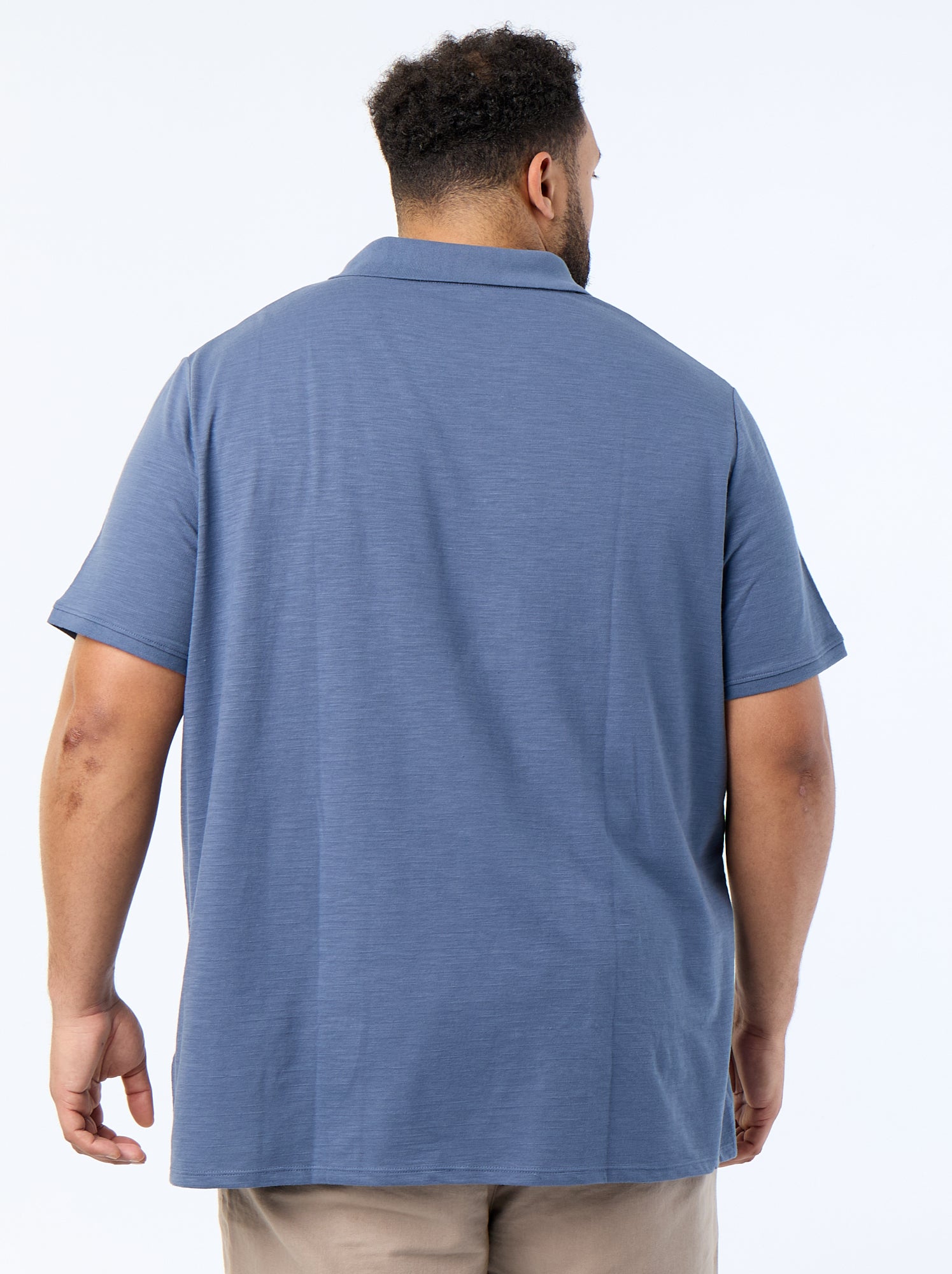 Polo uni à manches courtes - Bleu