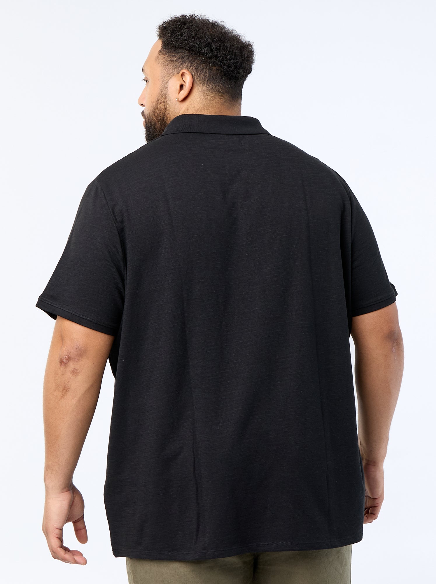 Polo uni à manches courtes - Noir