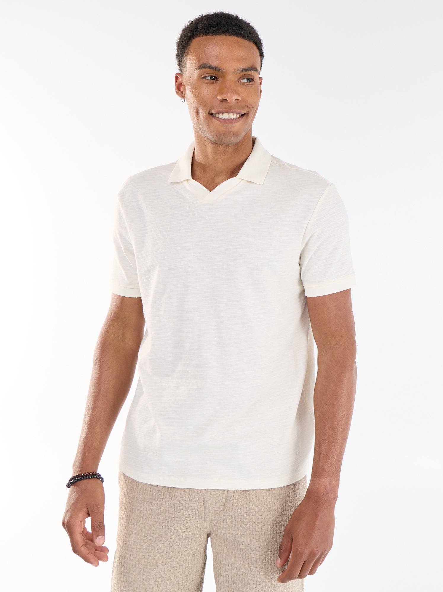 Polo uni à manches courtes pour homme - Blanc
