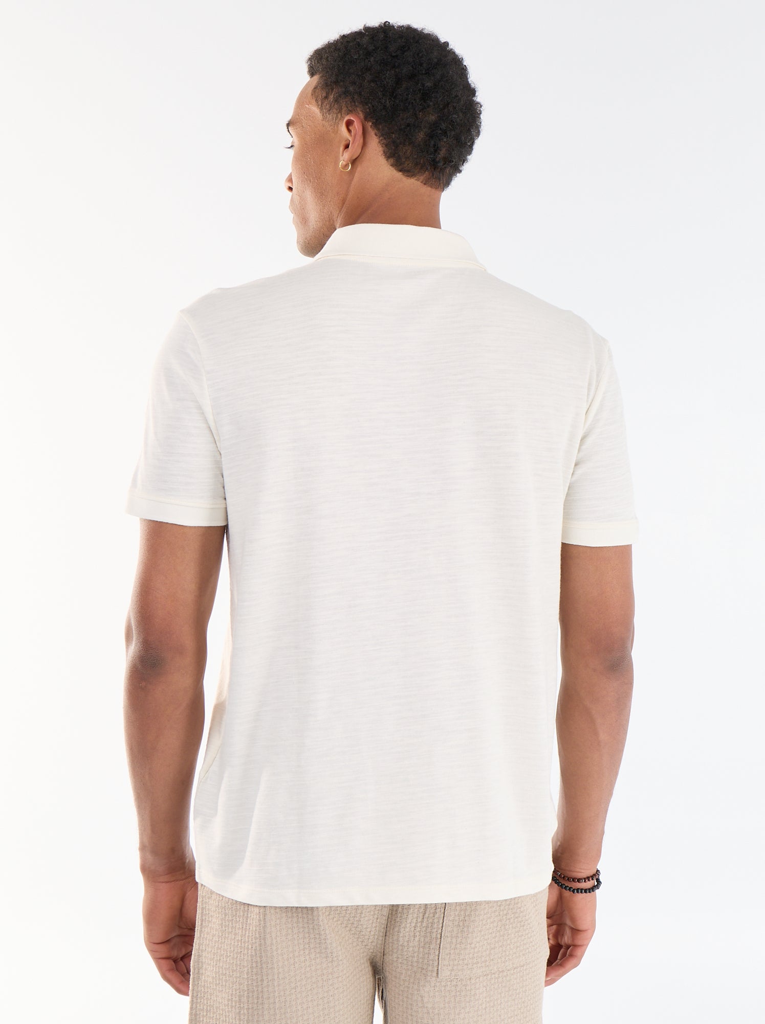 Polo uni à manches courtes pour homme - Blanc