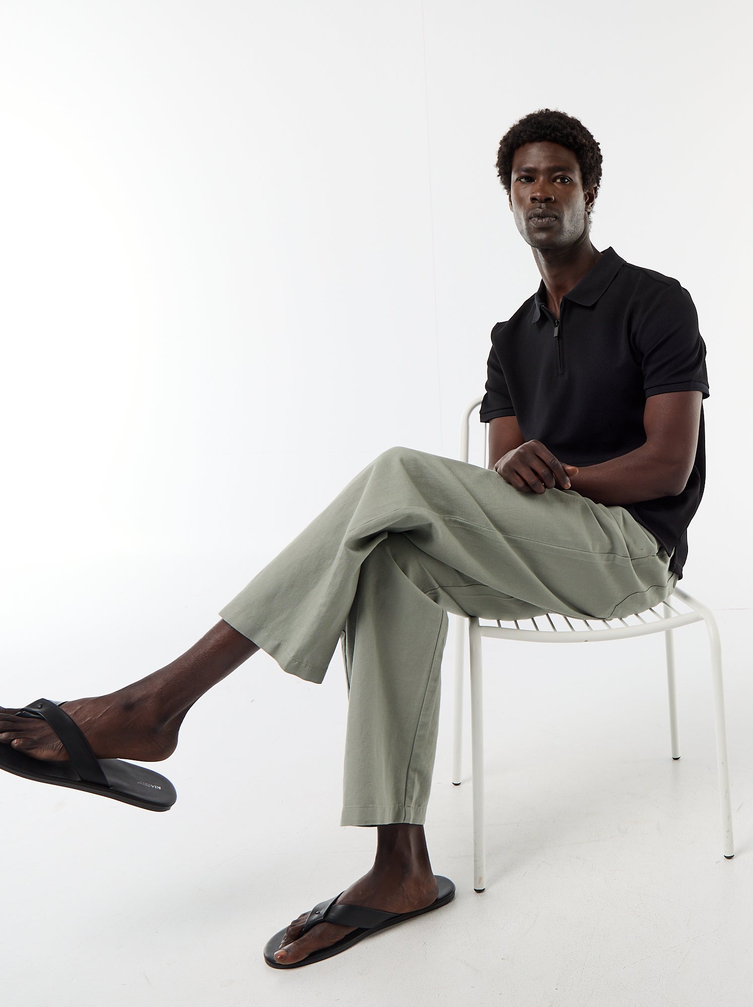 Polo uni à manches courtes pour homme - Noir
