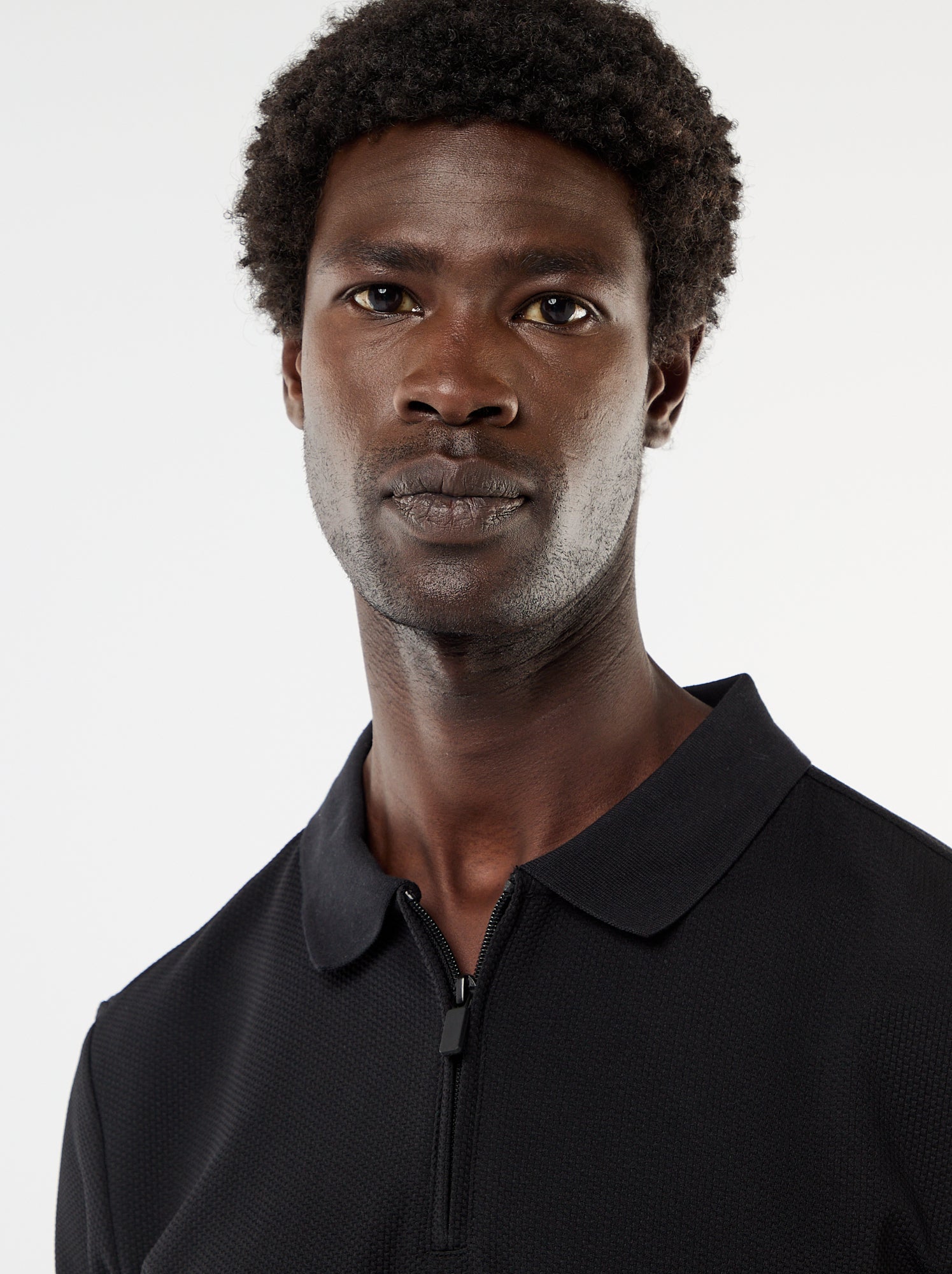 Polo uni à manches courtes pour homme - Noir