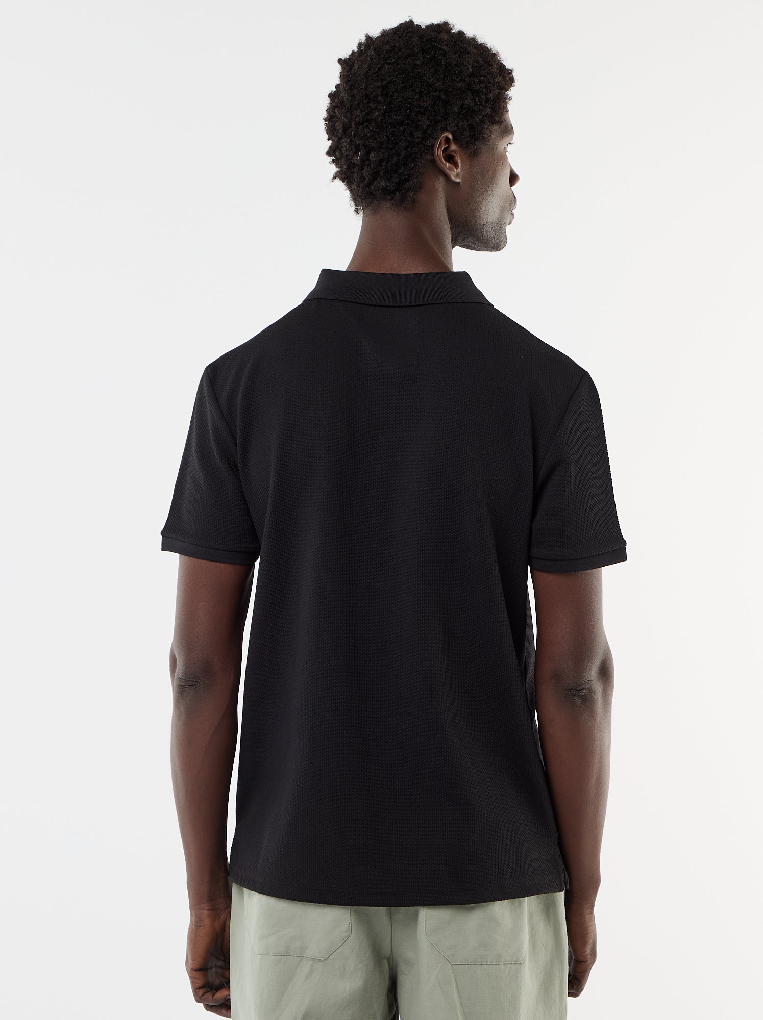 Polo uni à manches courtes pour homme - Noir