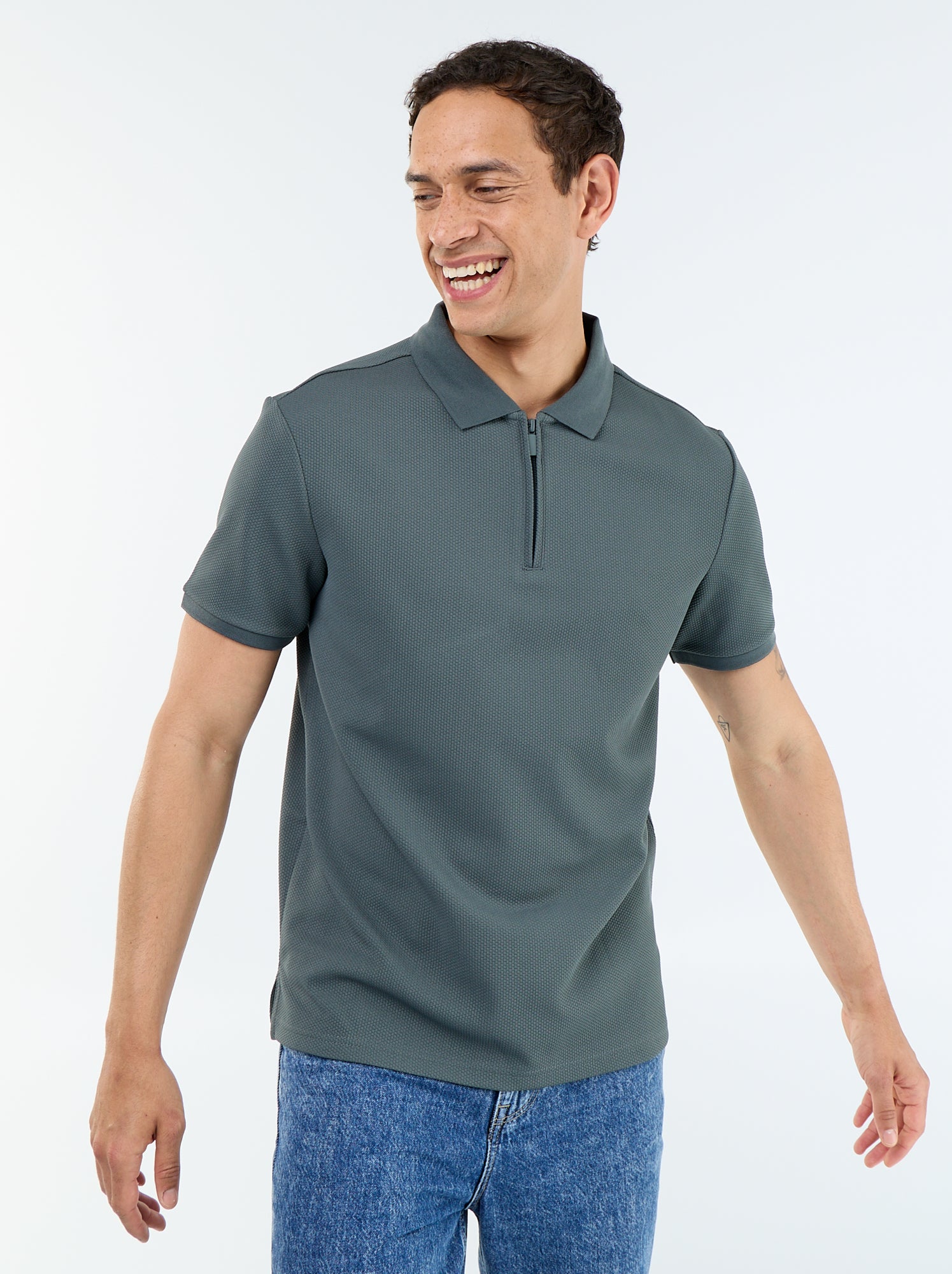 Polo uni à manches courtes pour homme - Vert