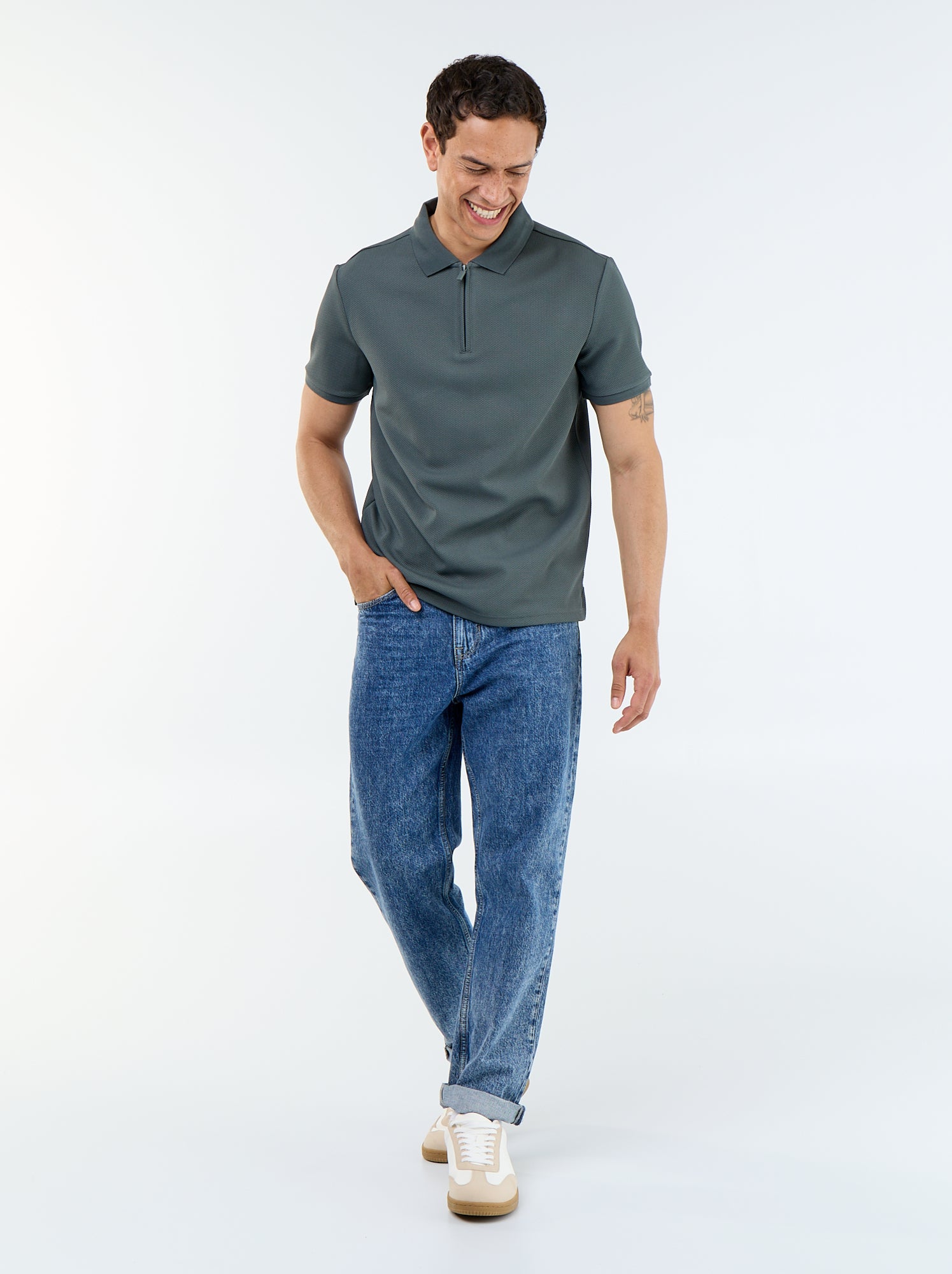 Polo uni à manches courtes pour homme - Vert