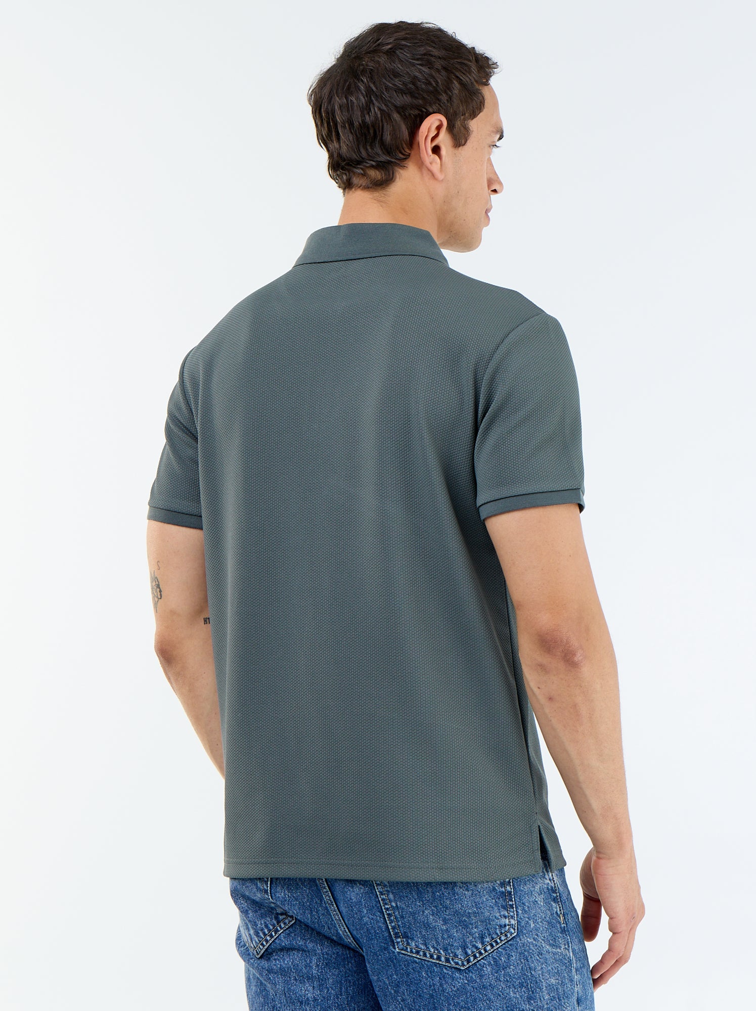 Polo uni à manches courtes pour homme - Vert