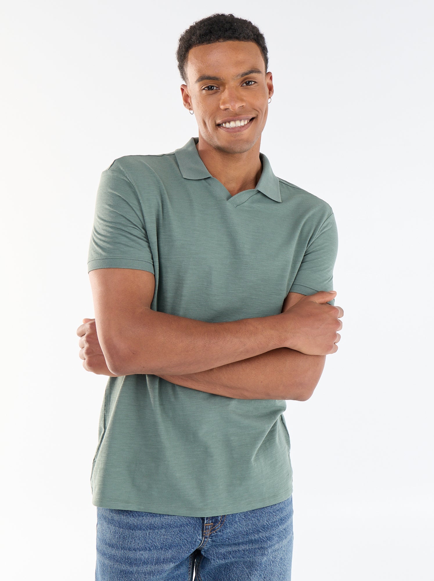 Polo uni à manches courtes pour homme - Vert (FVY18_3)