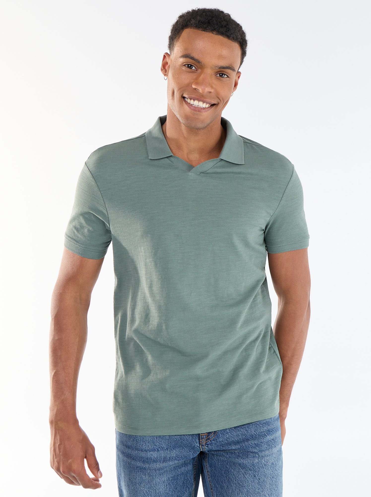 Polo uni à manches courtes pour homme - Vert (FVY18_3)