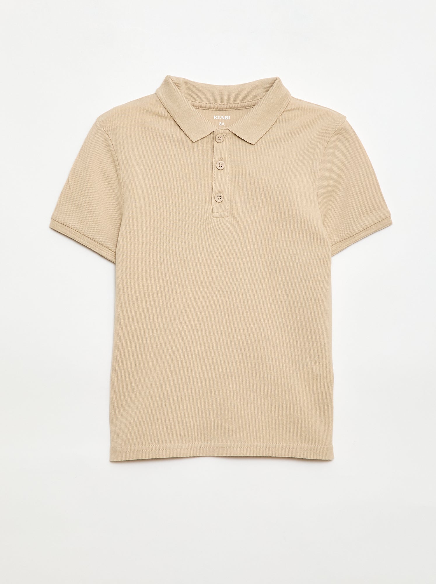 Polo uni en maille piquée - Beige