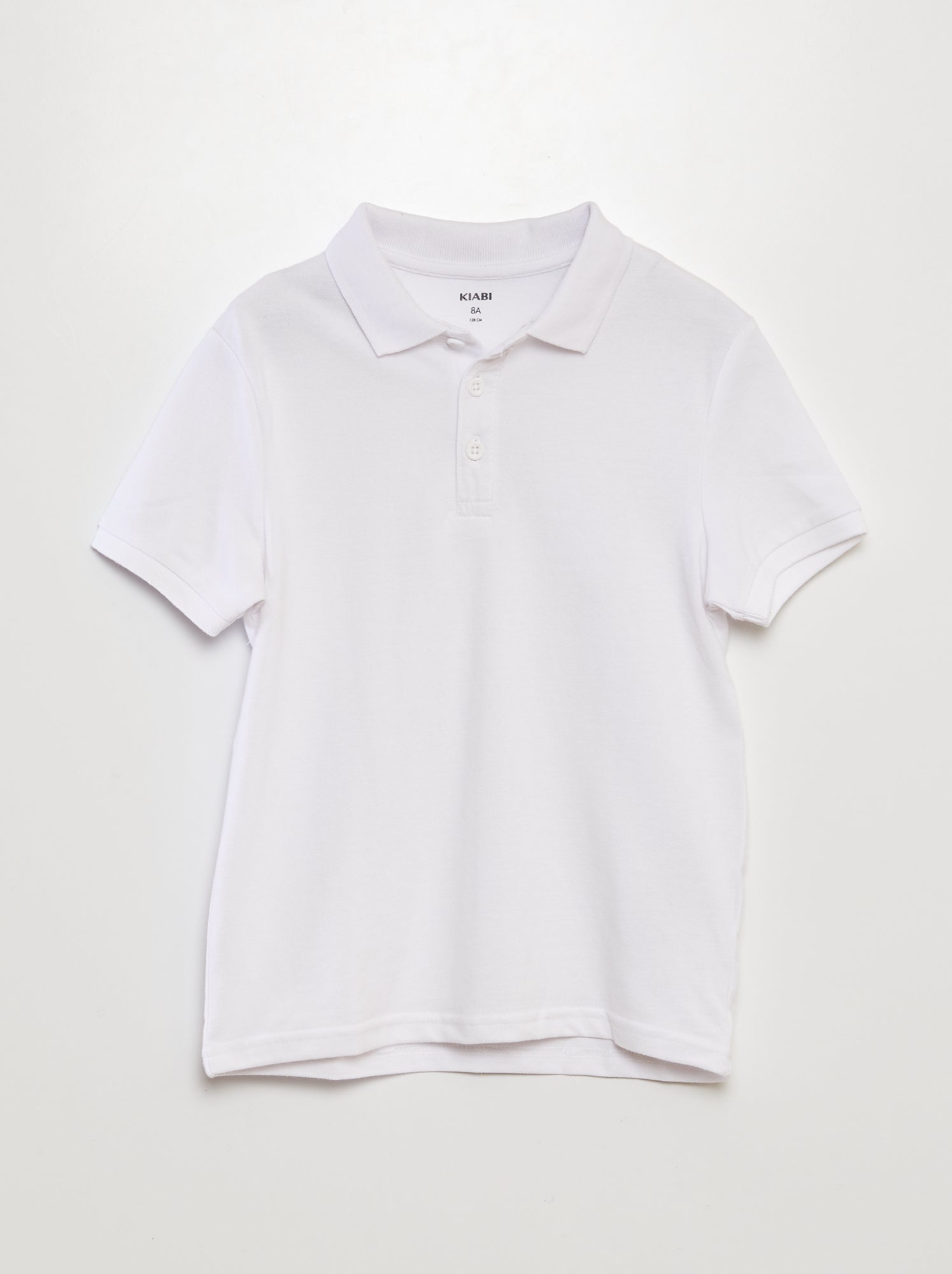 Polo uni en maille piquée - Blanc