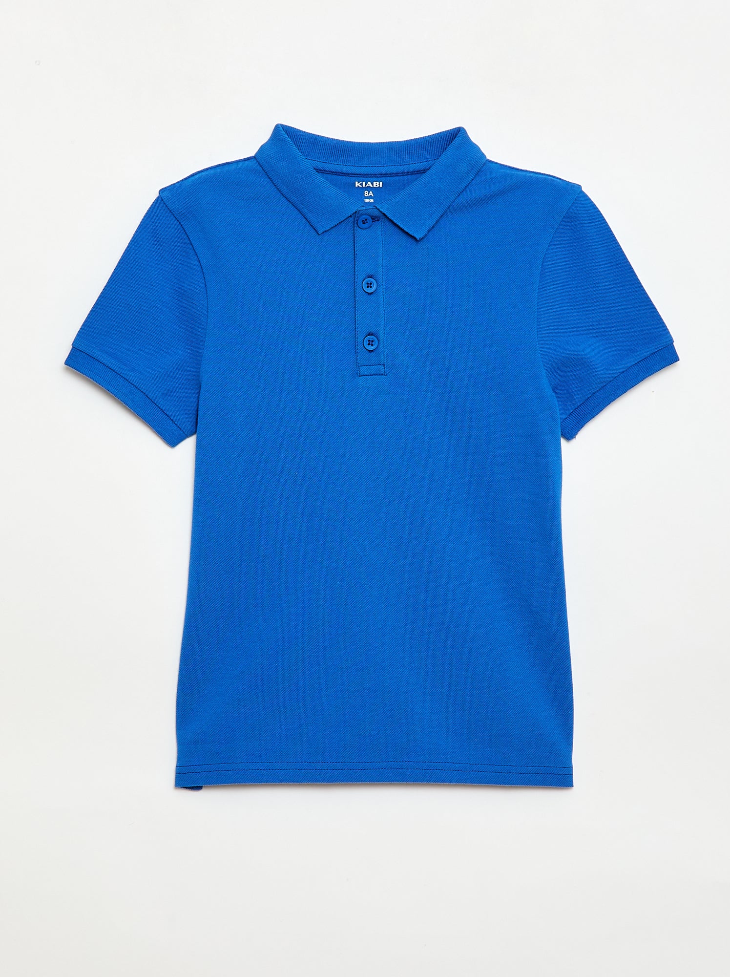 Polo uni en maille piquée - Bleu (CRF69_29)