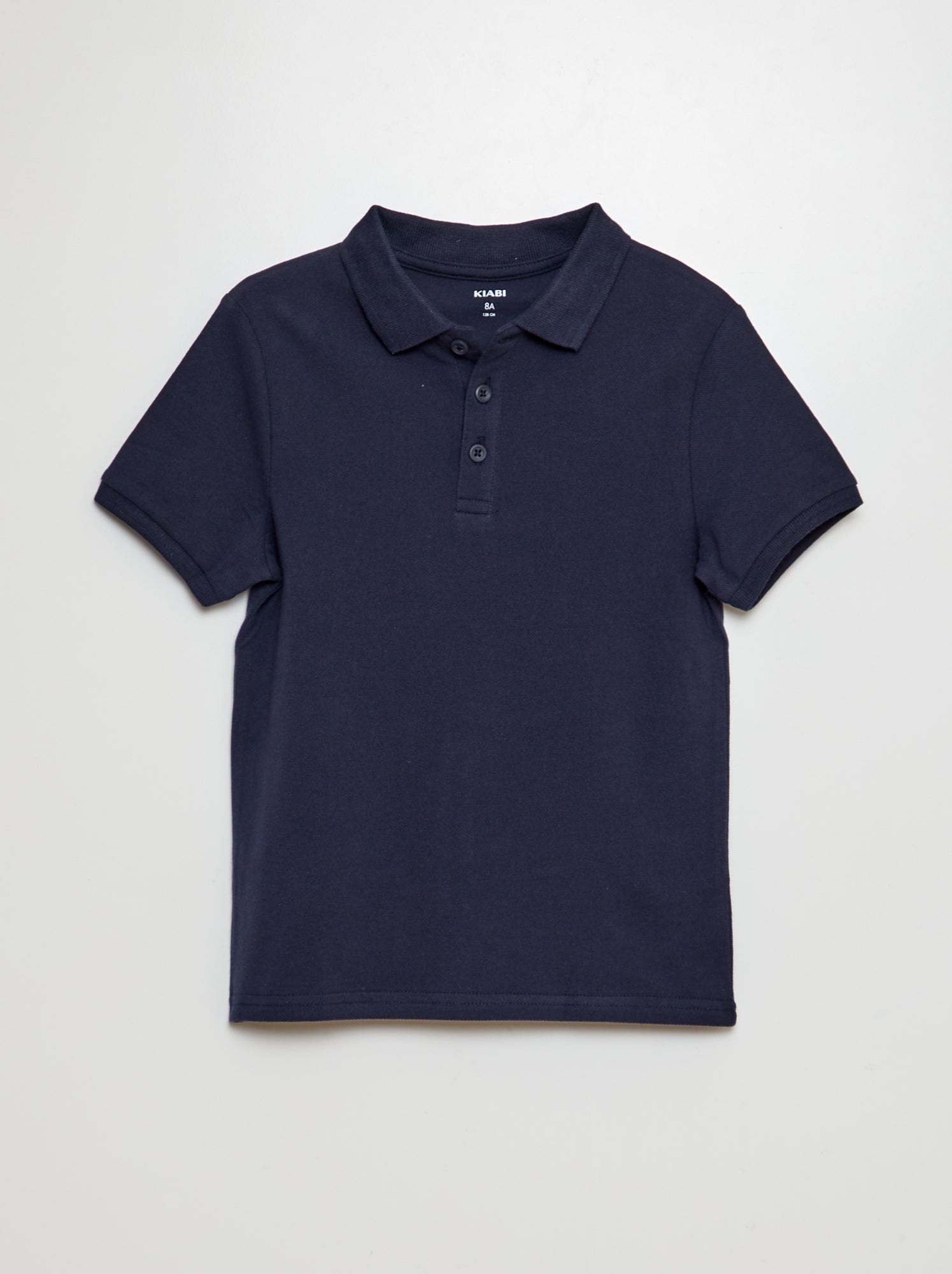 Polo uni en maille piquée - Marine