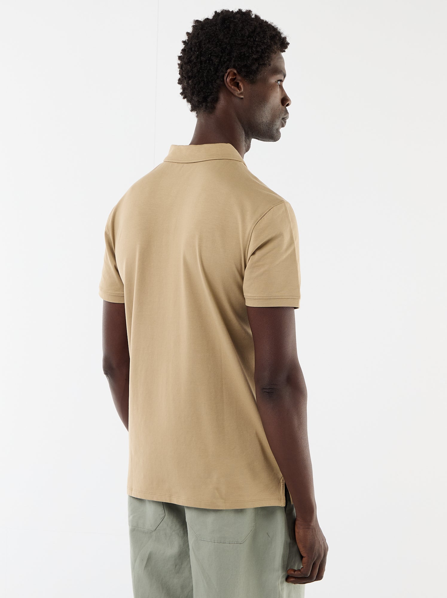 Polo uni à manches courtes pour homme - Beige