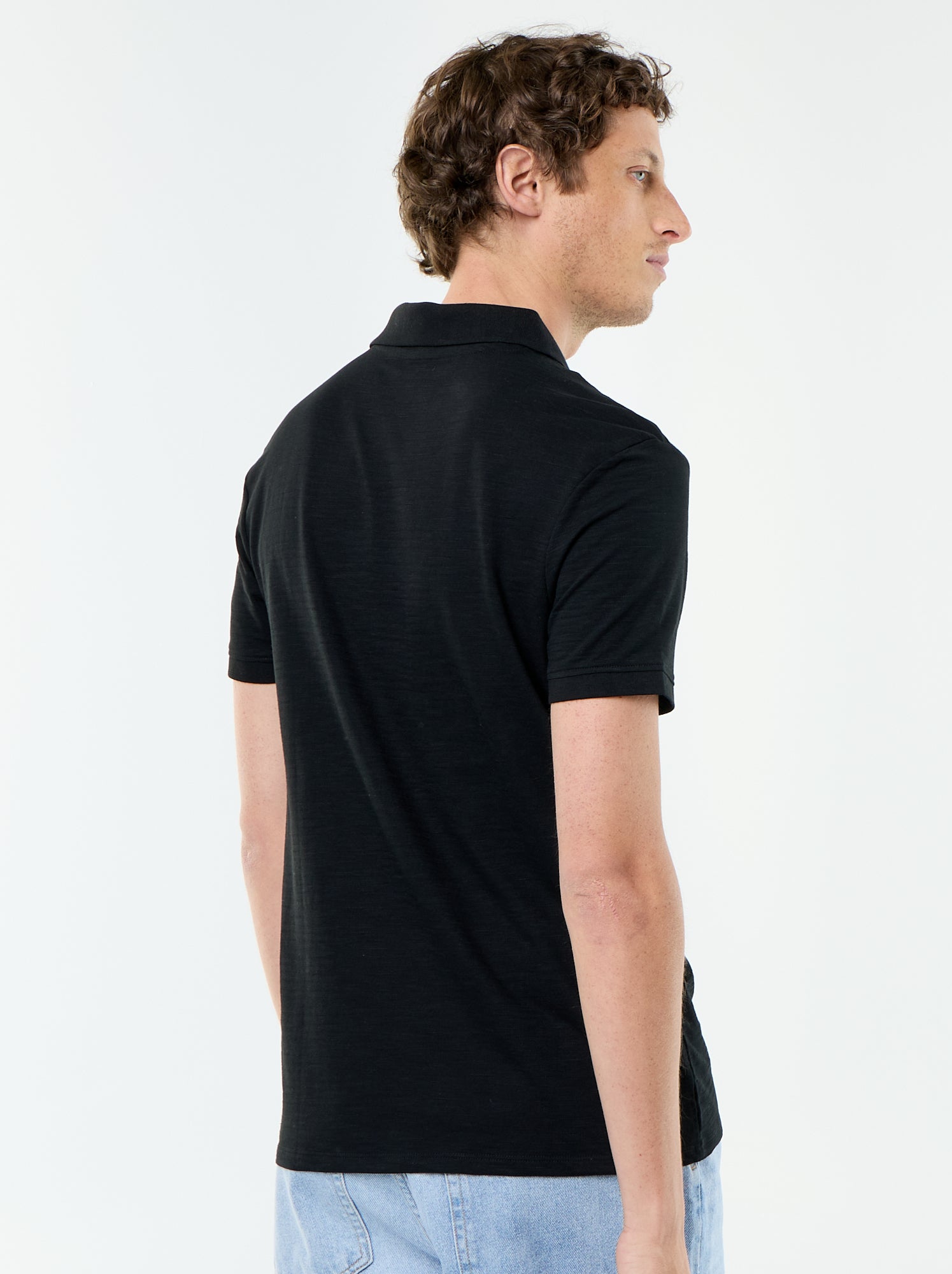 Polo uni à manches courtes pour homme - Noir (FVY18_2)
