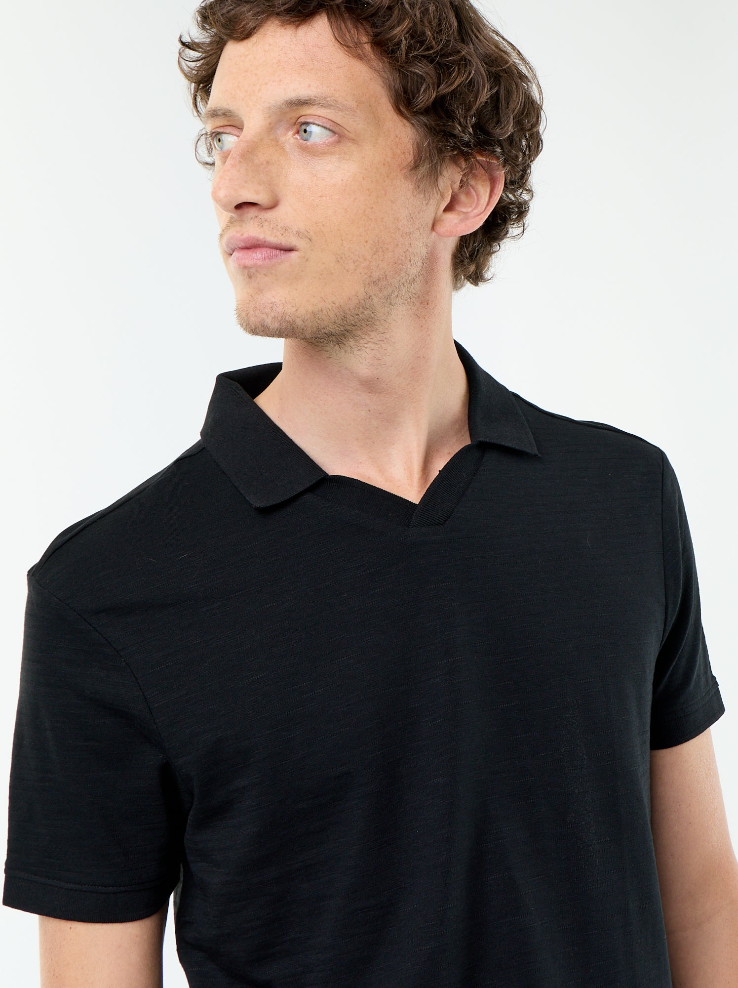 Polo uni à manches courtes pour homme - Noir (FVY18_2)