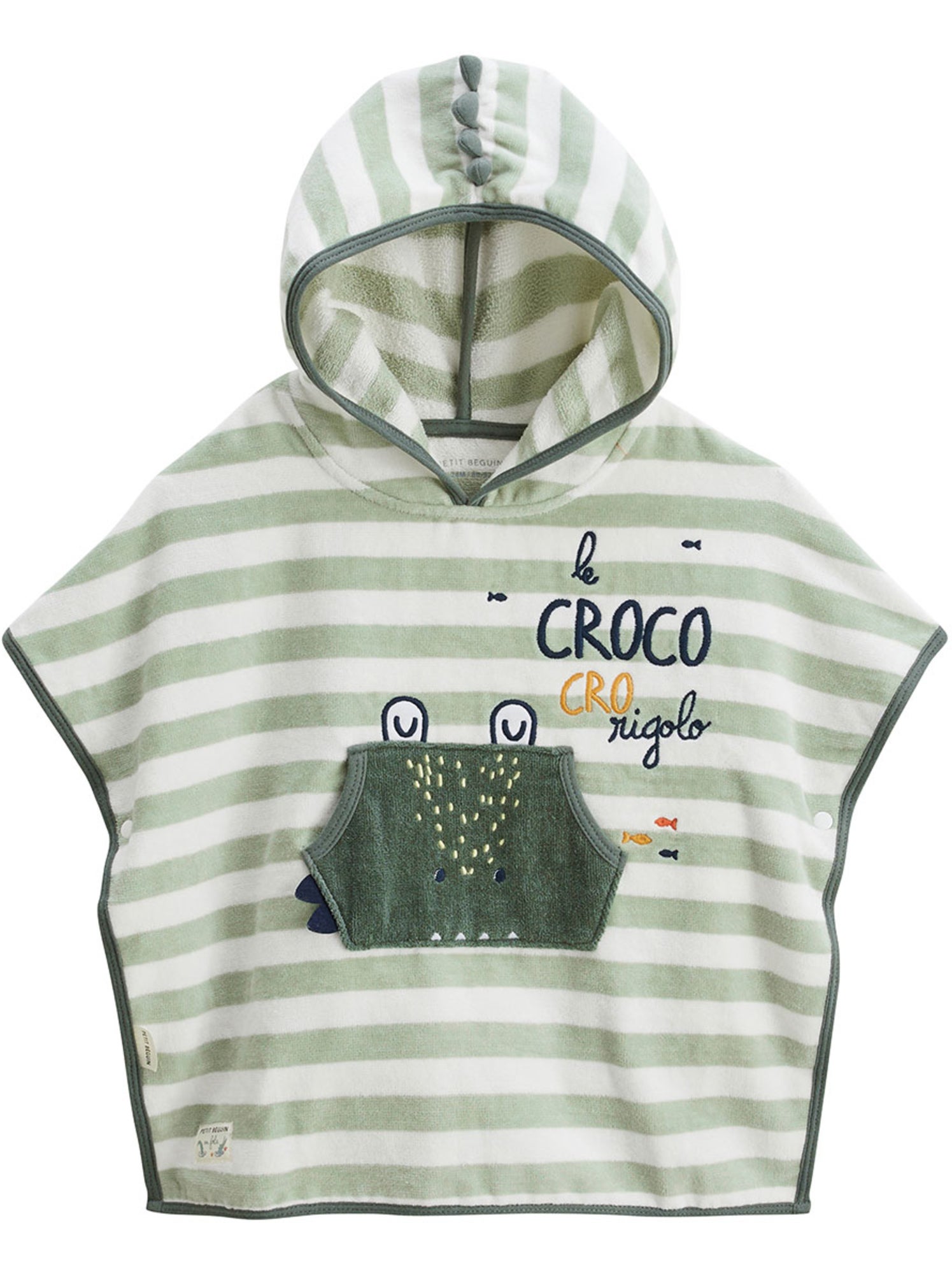 Poncho de bain bébé crocro rigolo - Kaki