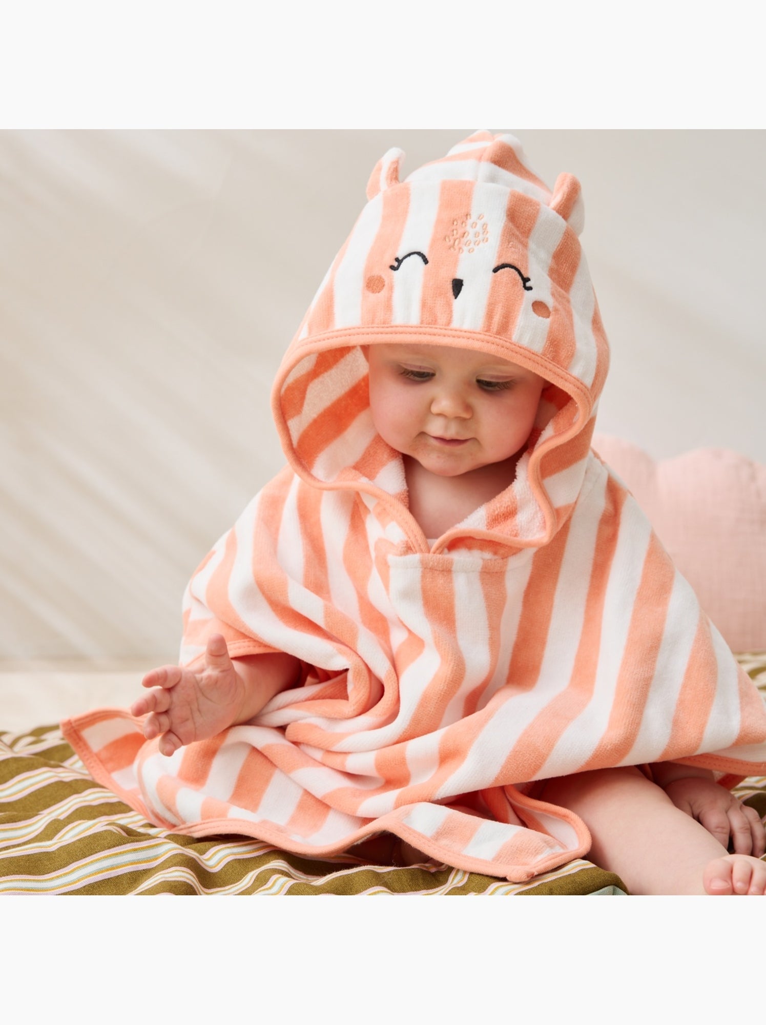 Poncho de bain bébé honfleur - Corail