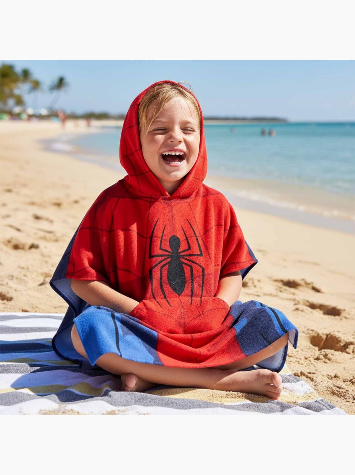 Poncho de bain Spiderman - 100% coton - Rouge