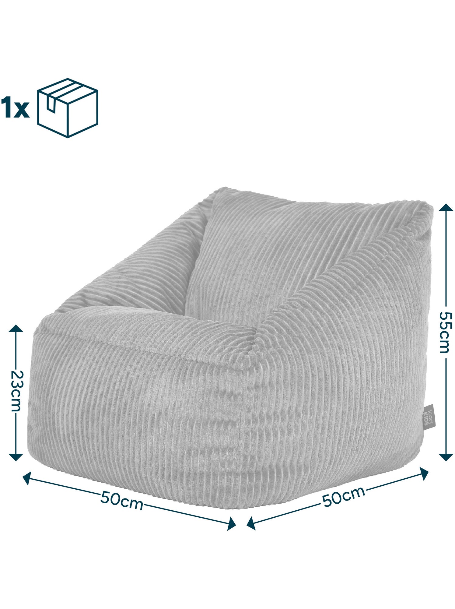 Pouf fauteuil enfant en velours côtelé - icon - Bleu canard