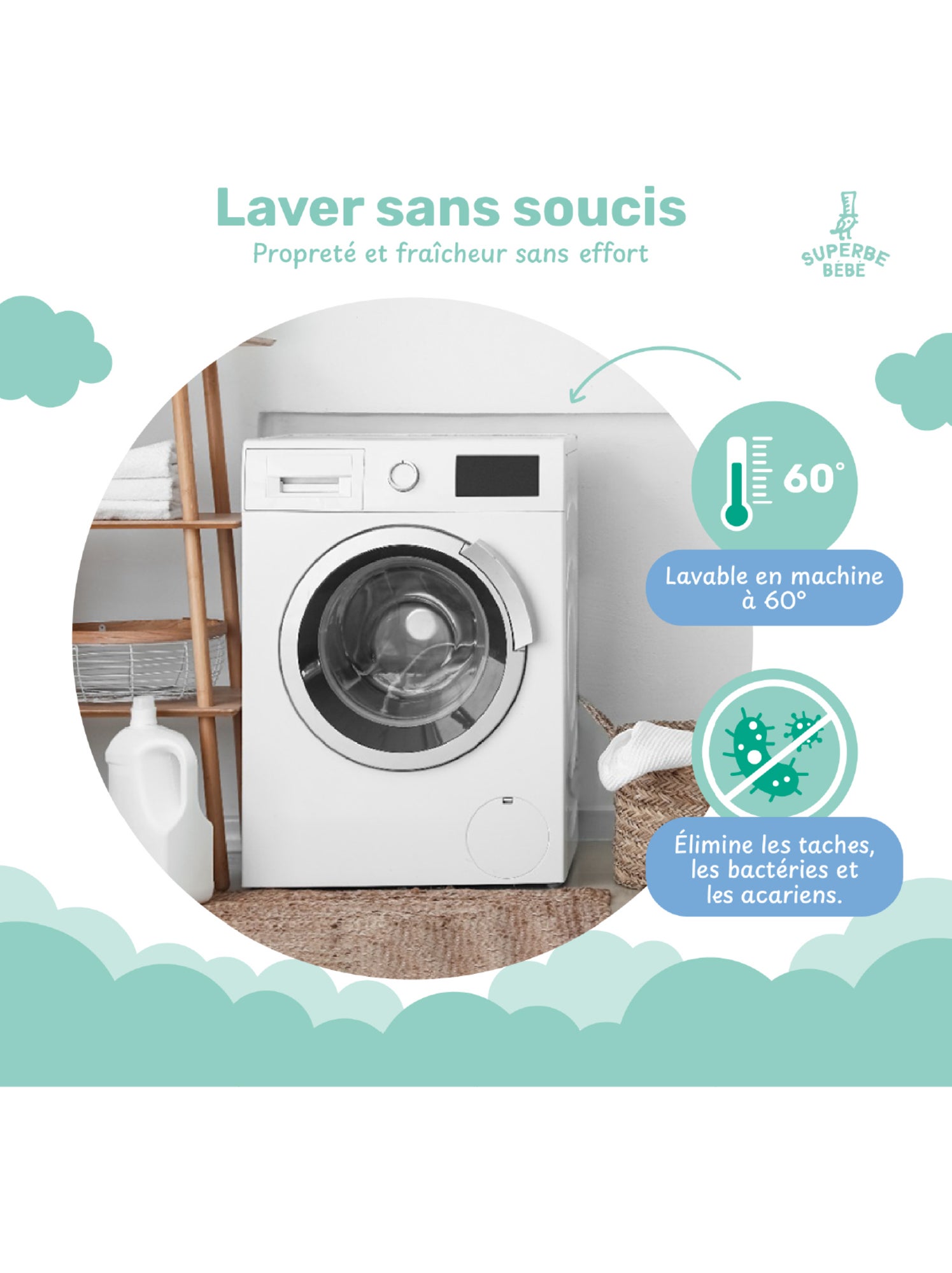 Protège matelas bébé imperméable 60X120 | SUPERBE BEBE - Blanc
