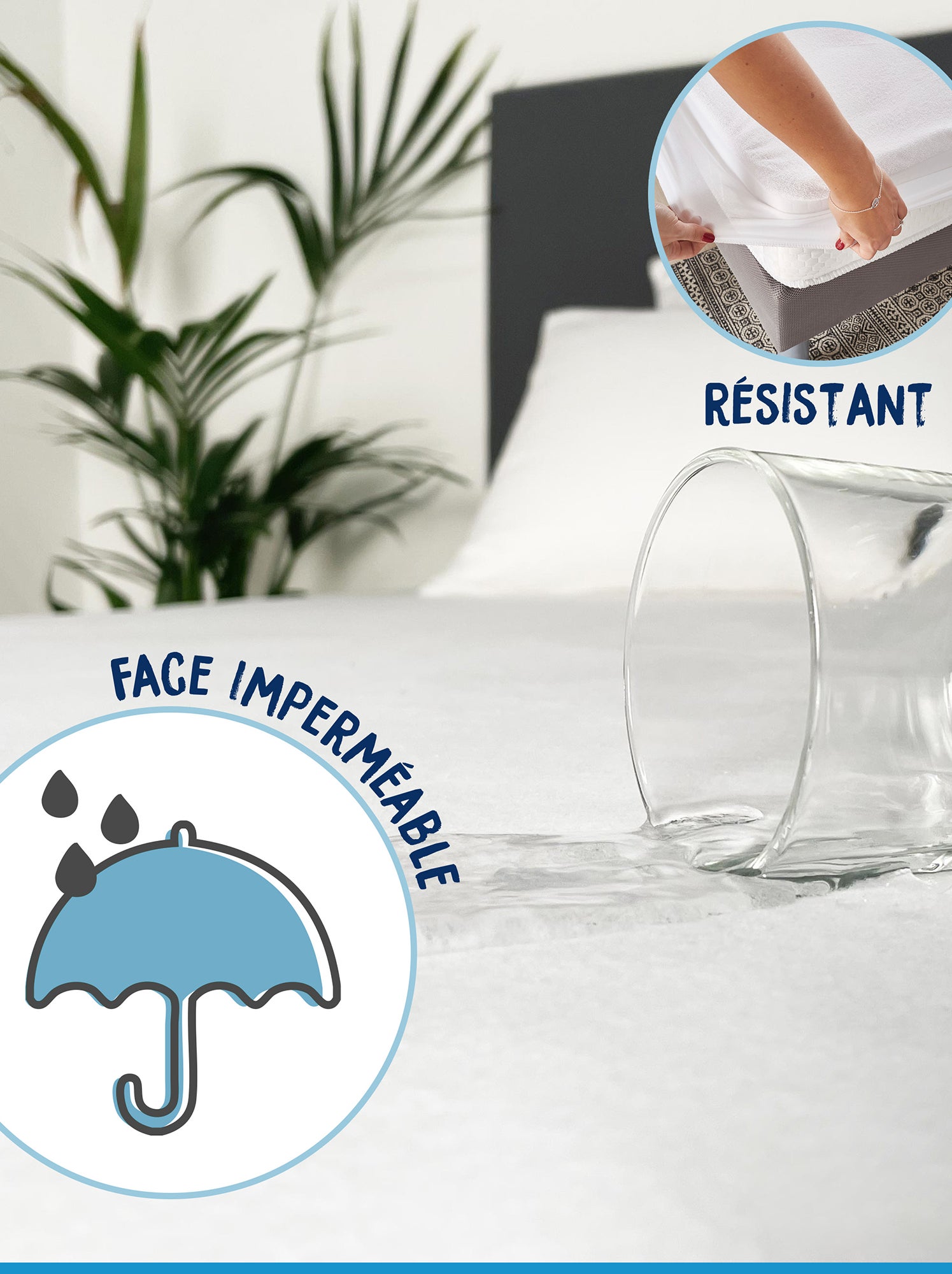 Protège matelas imperméable en éponge - blanc