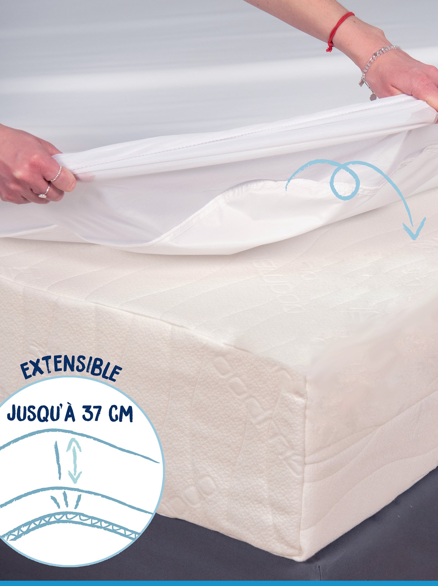 Protège matelas imperméable en éponge - blanc