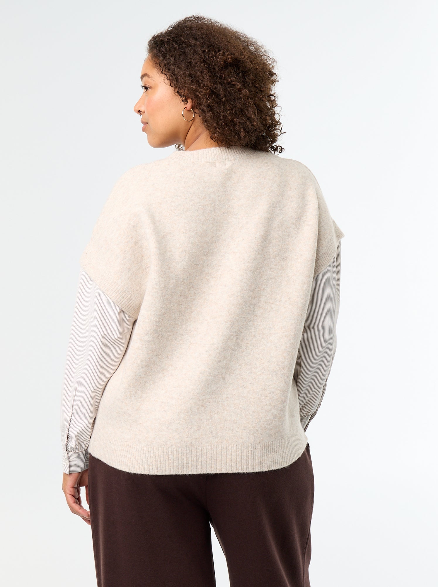 Pull 2-en-1 avec chemise - Beige