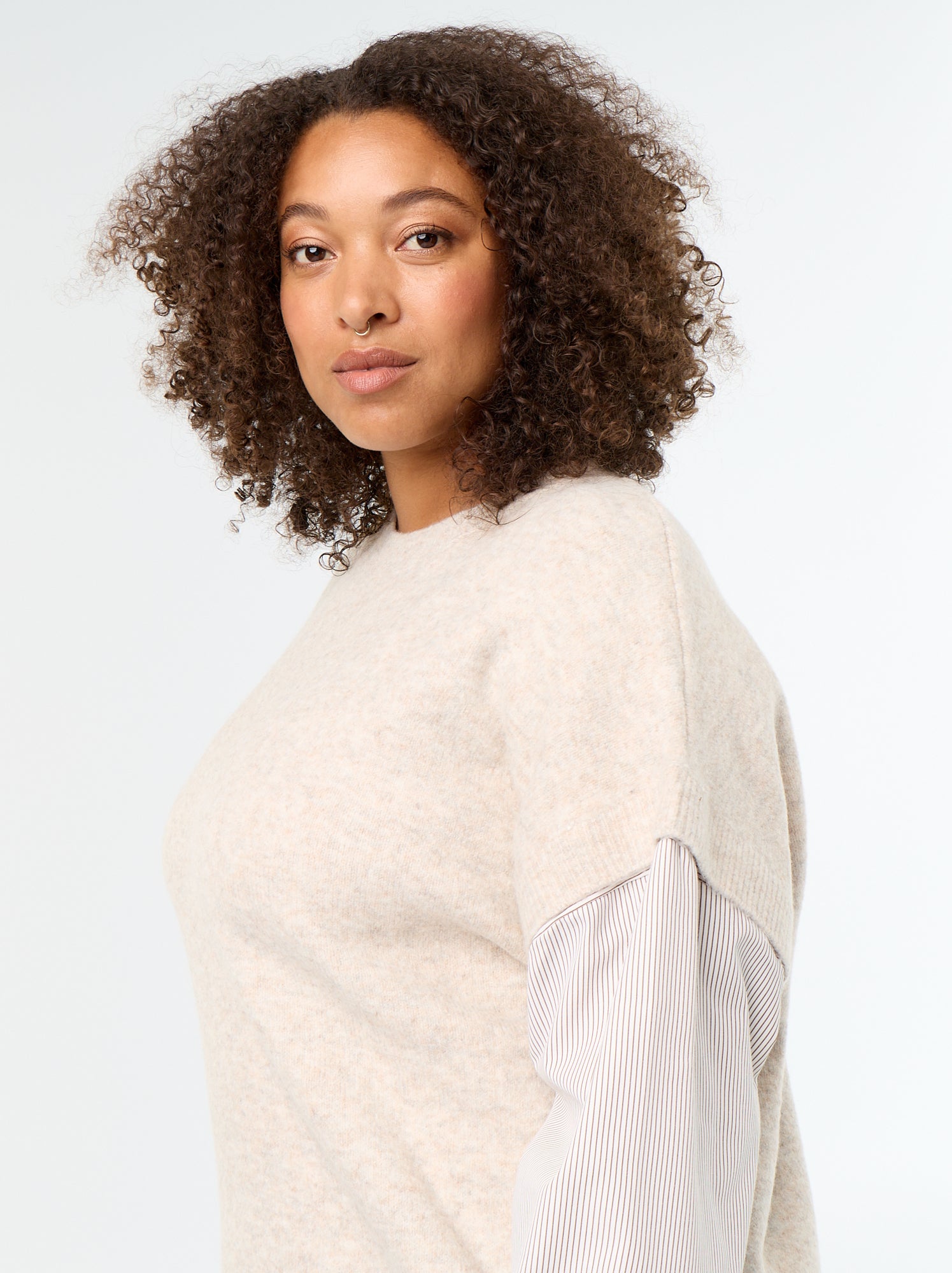 Pull 2-en-1 avec chemise - Beige