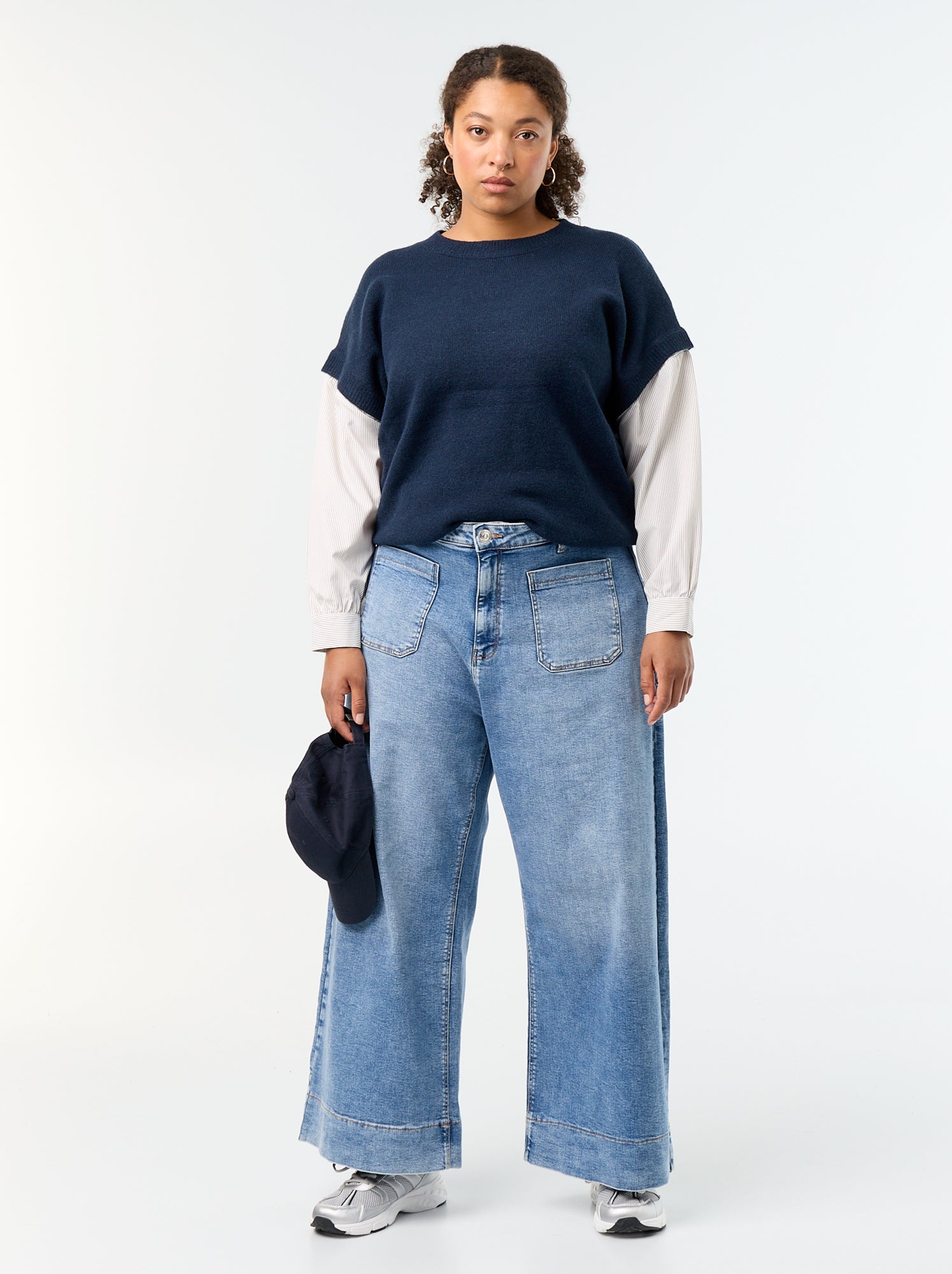 Pull 2-en-1 avec chemise - Bleu