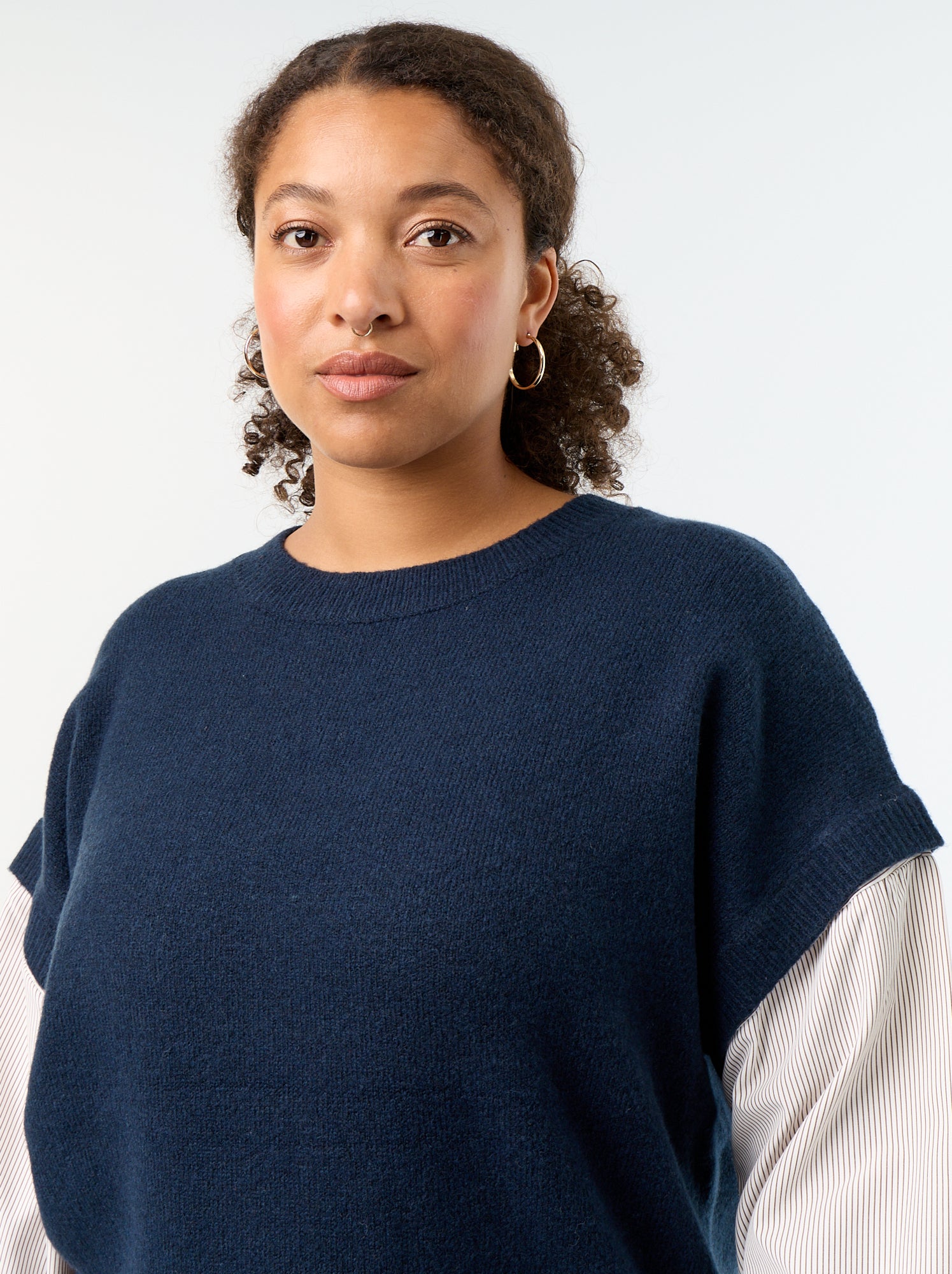 Pull 2-en-1 avec chemise - Bleu