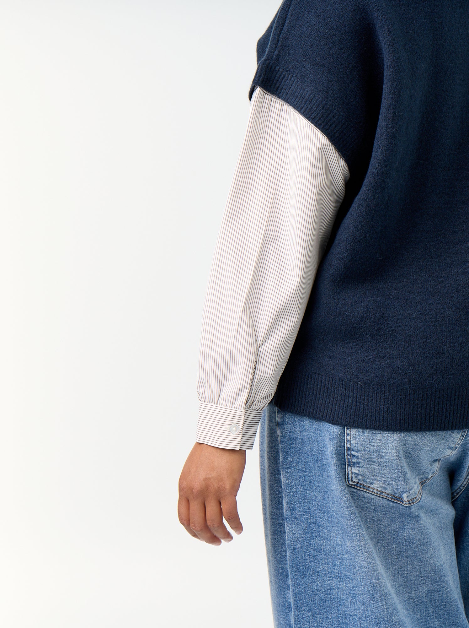 Pull 2-en-1 avec chemise - Bleu