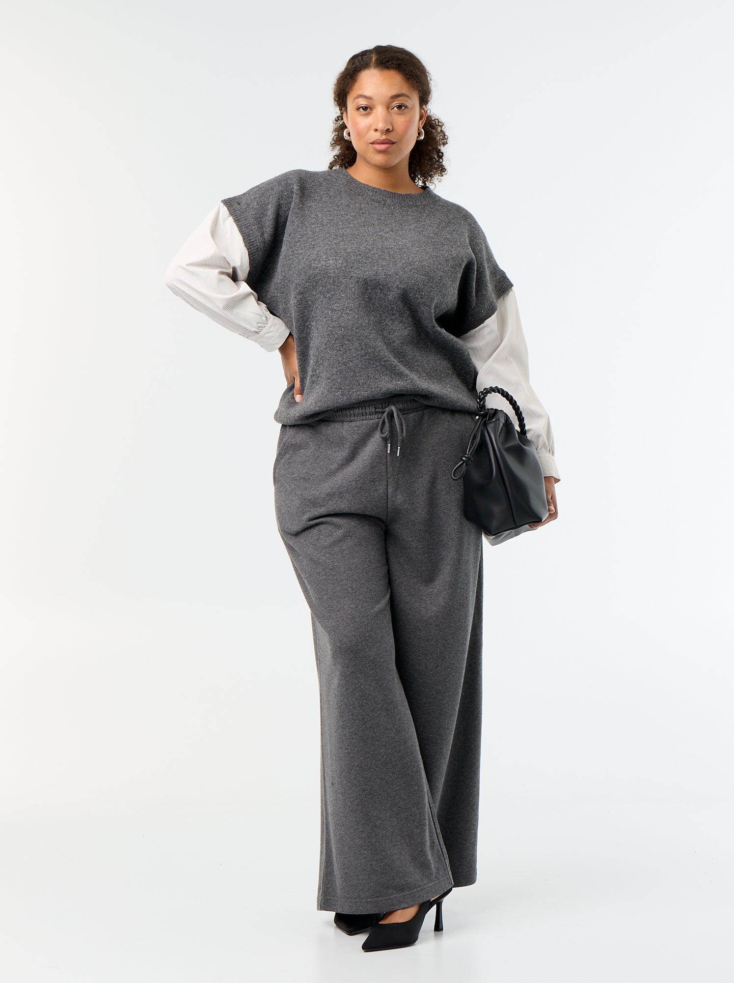Pull 2-en-1 avec chemise - Gris