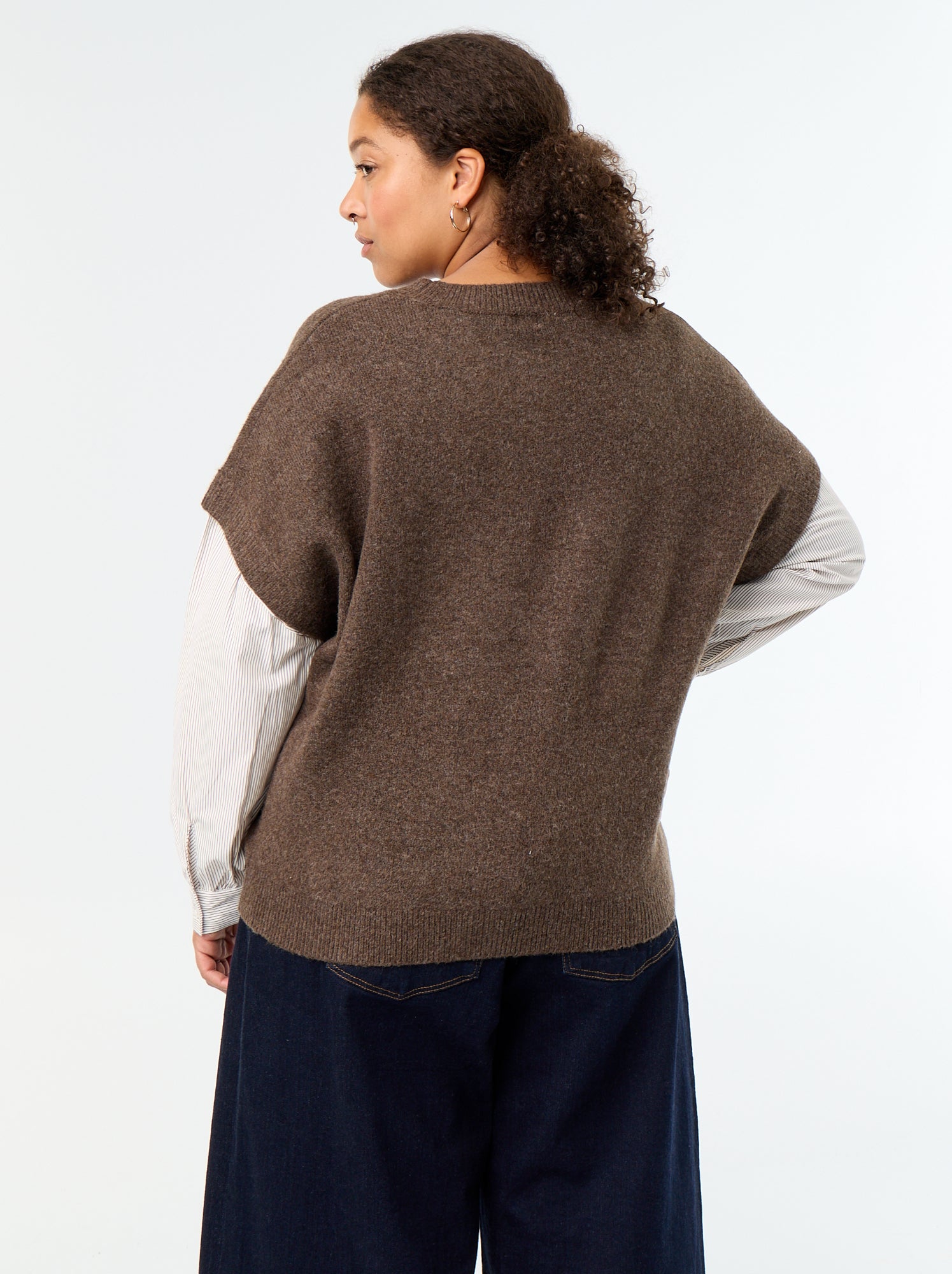 Pull 2-en-1 avec chemise - Marron